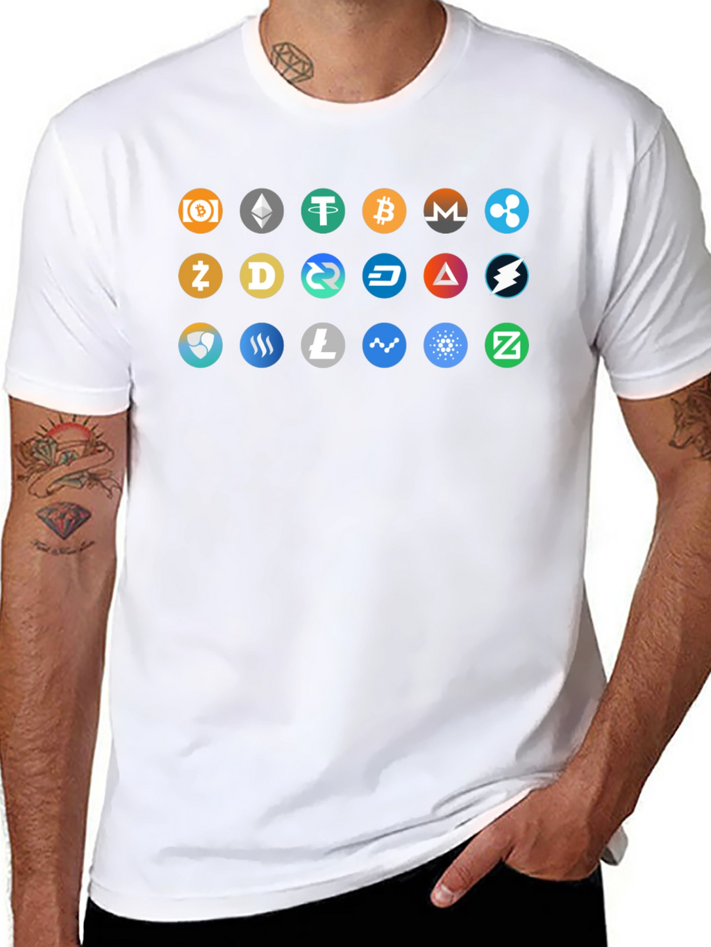 Crypto Currency Icons Black T-Shirt