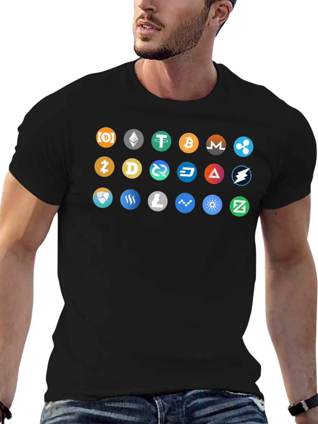 Crypto Currency Icons Black T-Shirt