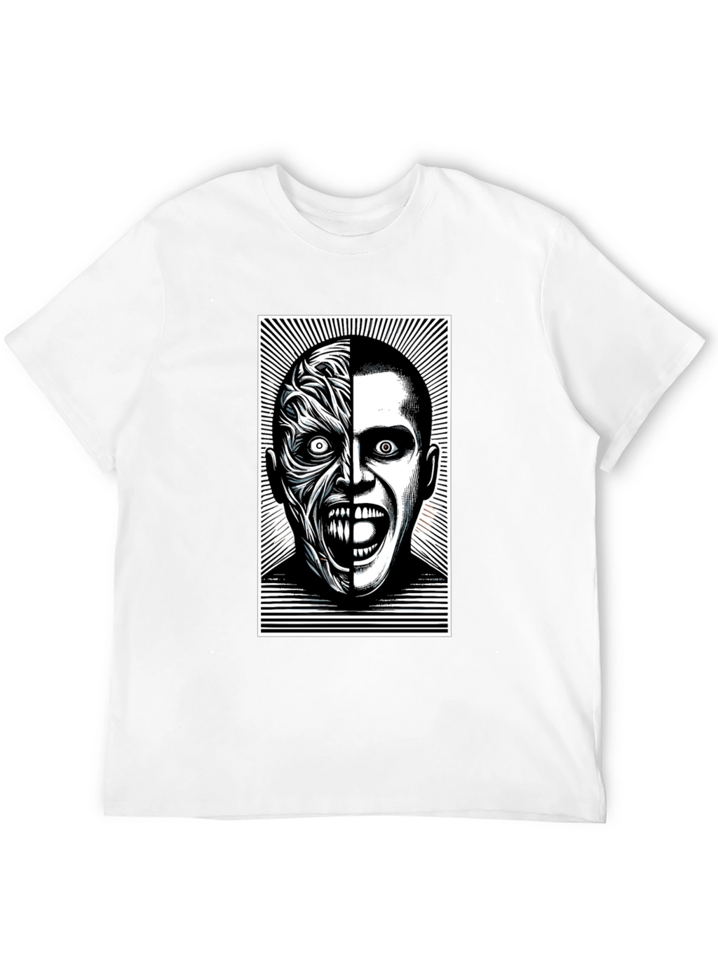 Two-Faced Graphic Tee - Black Cotton Blend