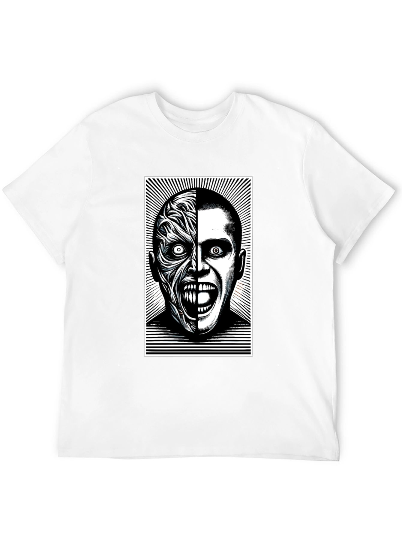 Two-Faced Graphic Tee - Black Cotton Blend
