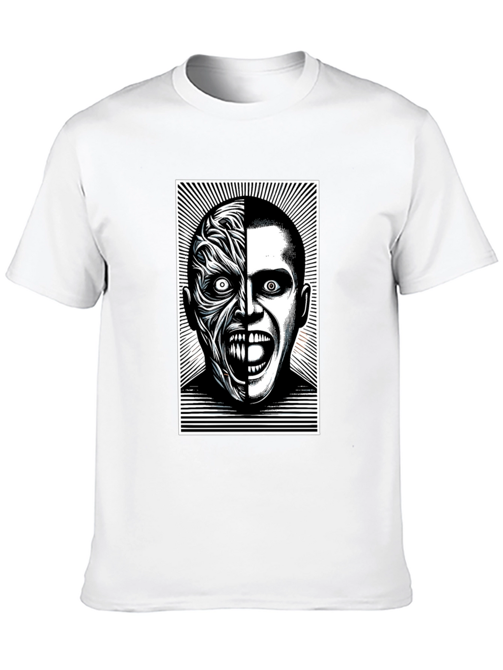 Two-Faced Graphic Tee - Black Cotton Blend