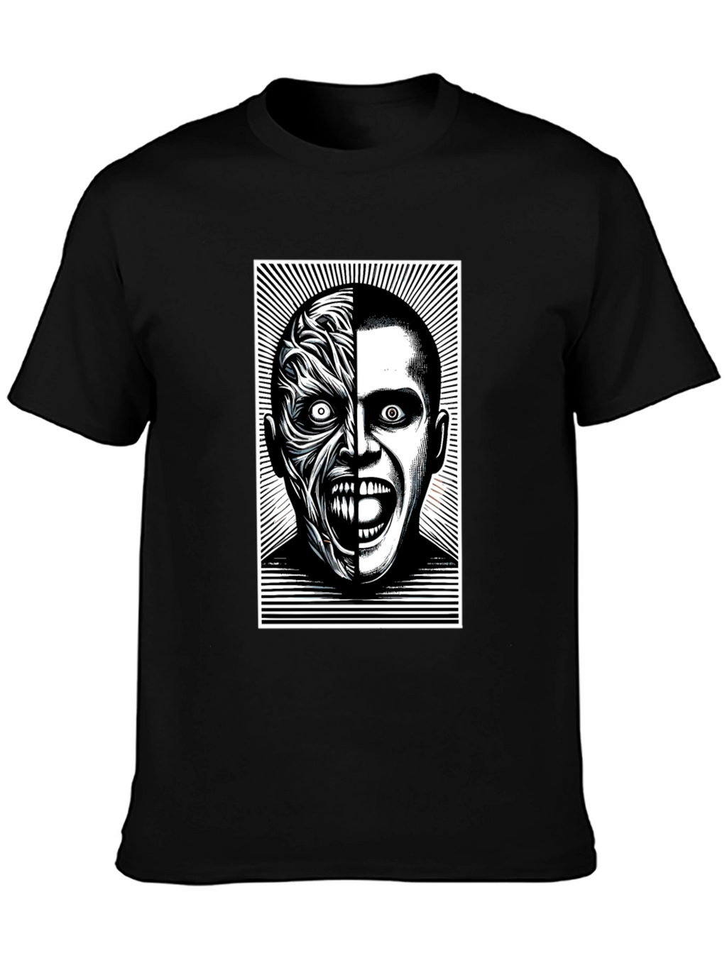 Two-Faced Graphic Tee - Black Cotton Blend