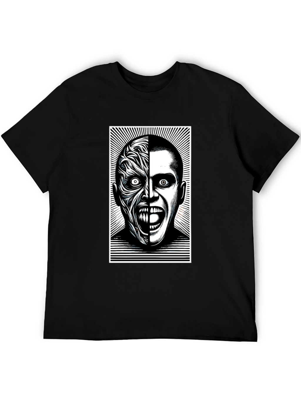 Two-Faced Graphic Tee - Black Cotton Blend