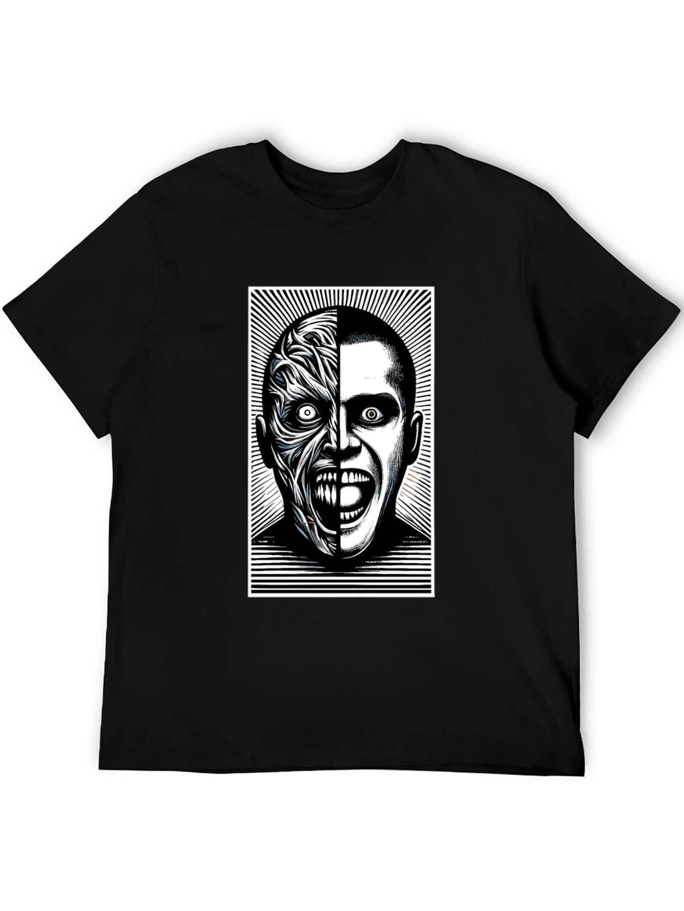 Two-Faced Graphic Tee - Black Cotton Blend