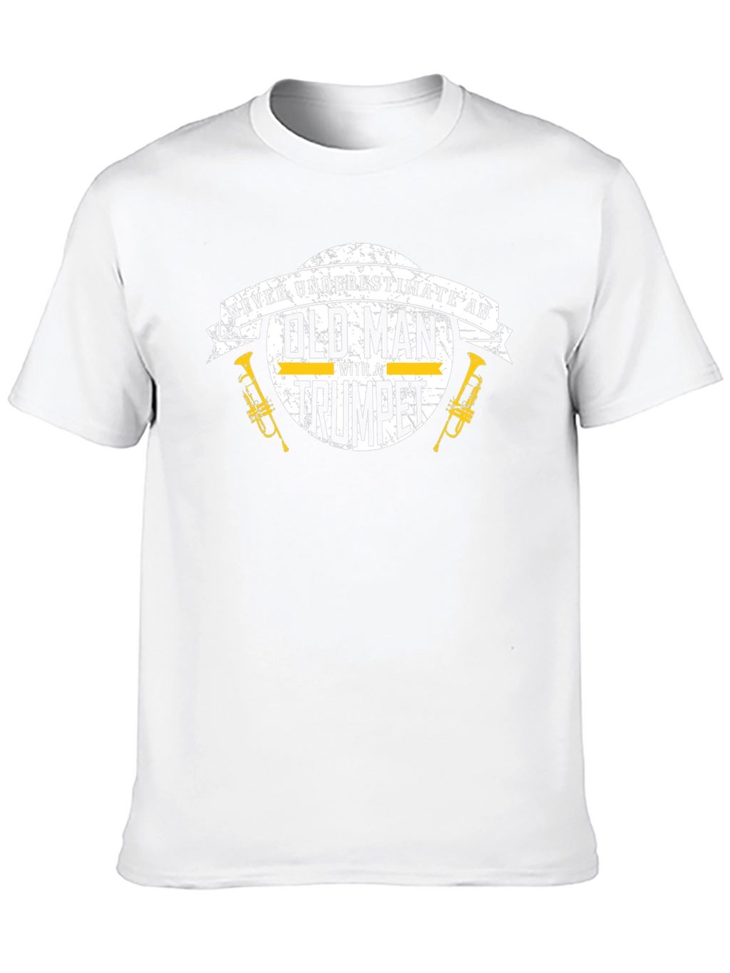 Never Underestimate Old Man With Trumpet Black T-Shirt