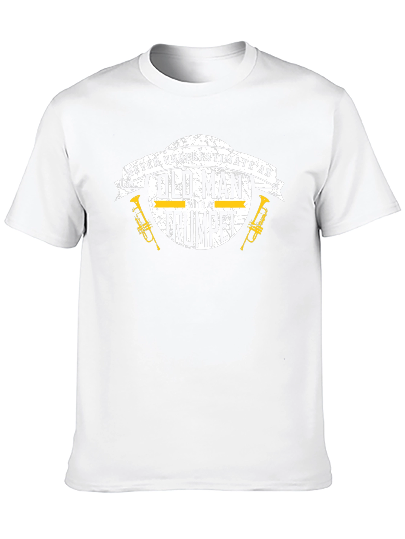 Never Underestimate Old Man With Trumpet Black T-Shirt