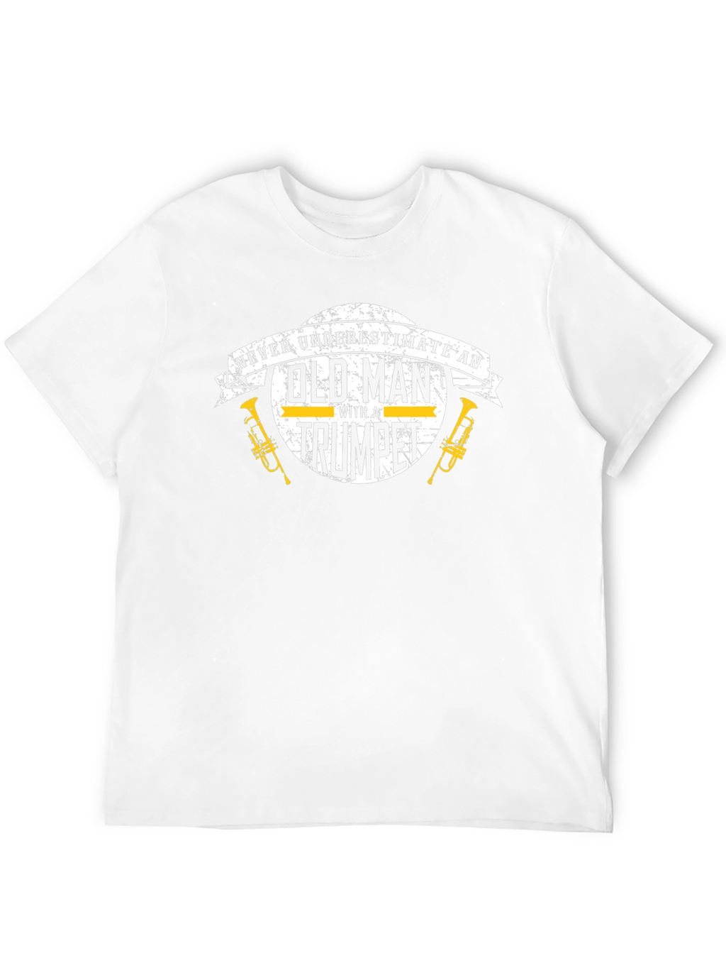 Never Underestimate Old Man With Trumpet Black T-Shirt