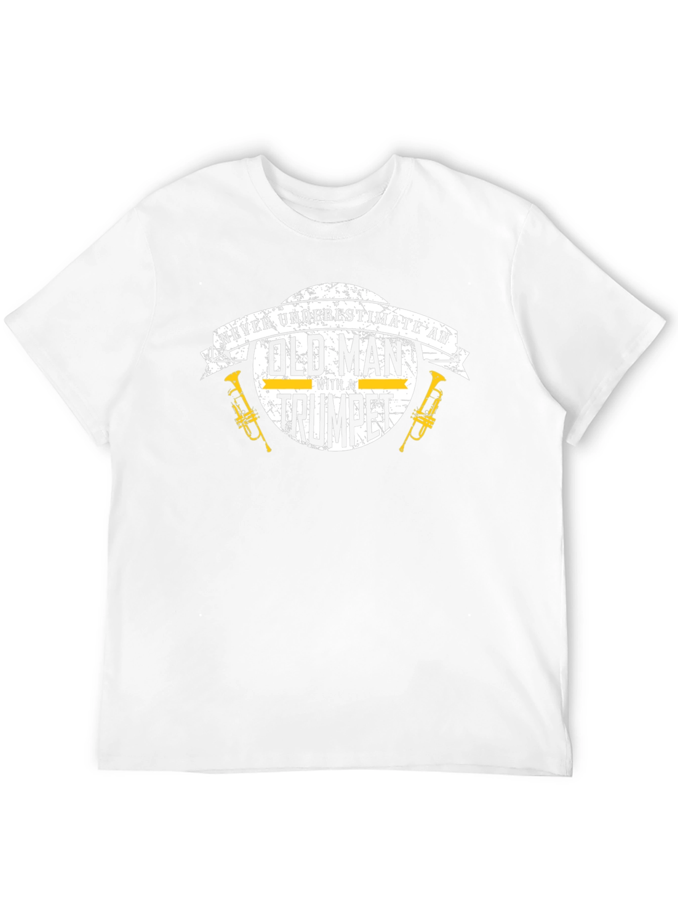 Never Underestimate Old Man With Trumpet Black T-Shirt