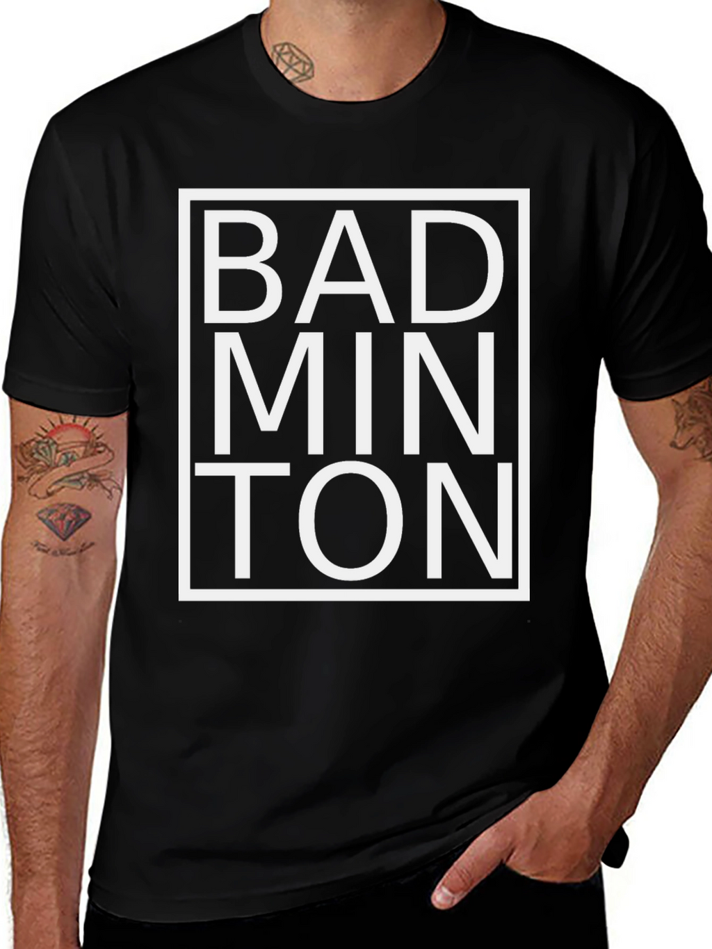Badminton Graphic Tee - Black Cotton Shirt