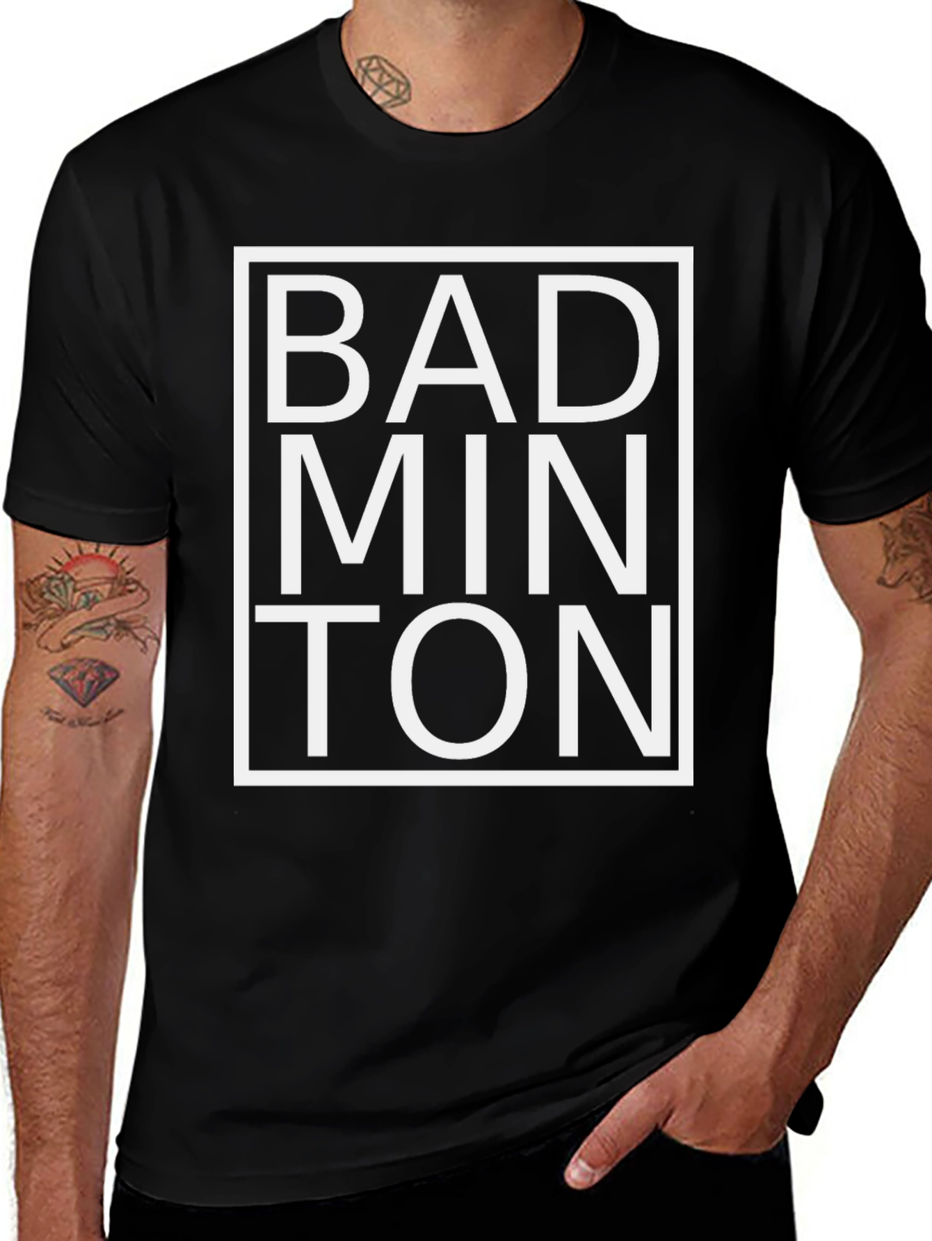 Badminton Graphic Tee - Black Cotton Shirt