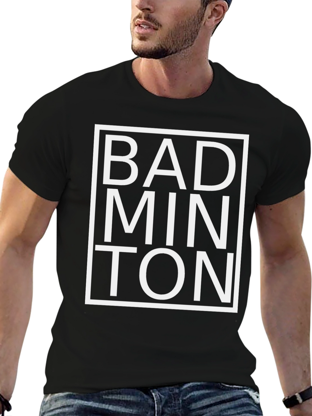 Badminton Graphic Tee - Black Cotton Shirt