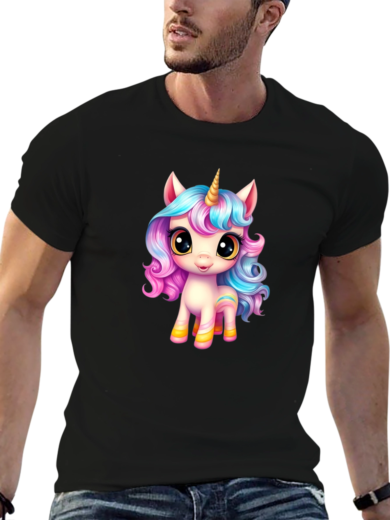 Unicorn Graphic Tee - Mens Black T-Shirt