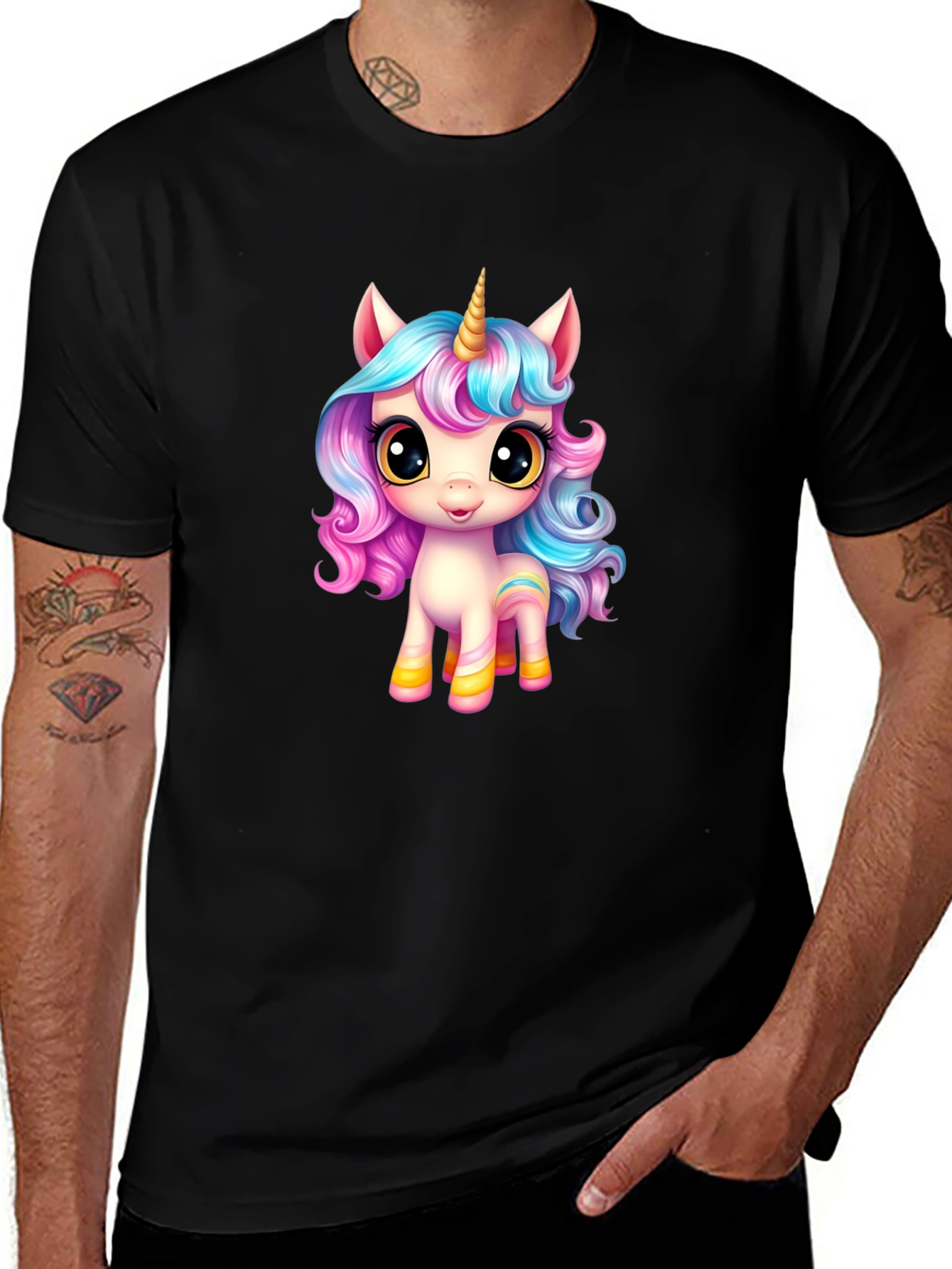 Unicorn Graphic Tee - Mens Black T-Shirt