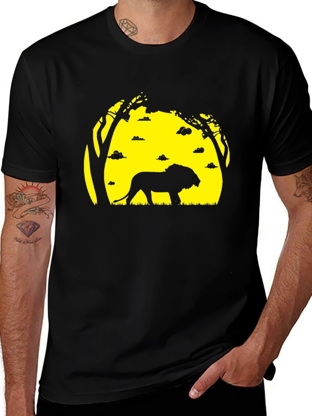 Lion Silhouette Graphic Tee - Black T-Shirt