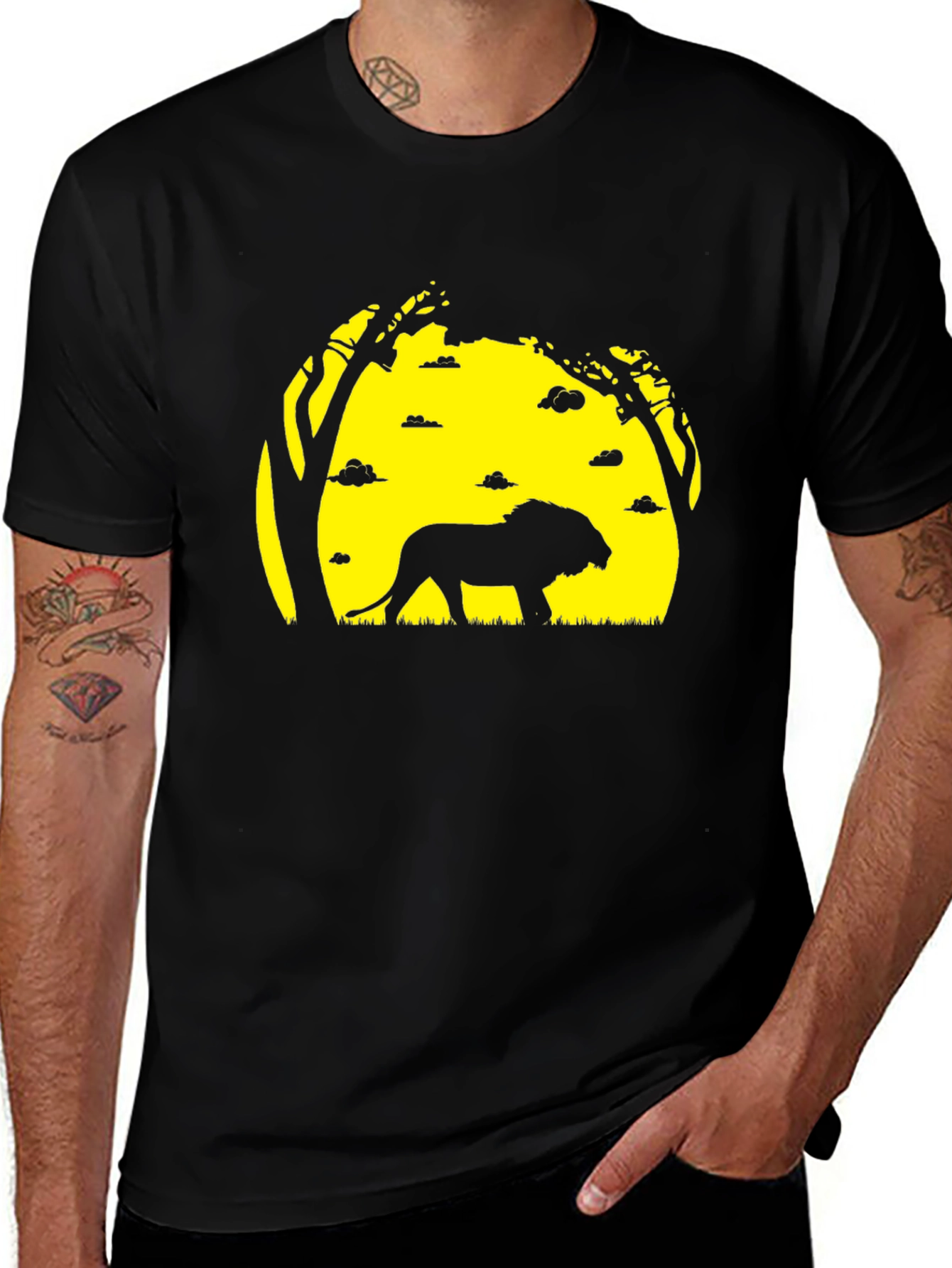 Lion Silhouette Graphic Tee - Black T-Shirt