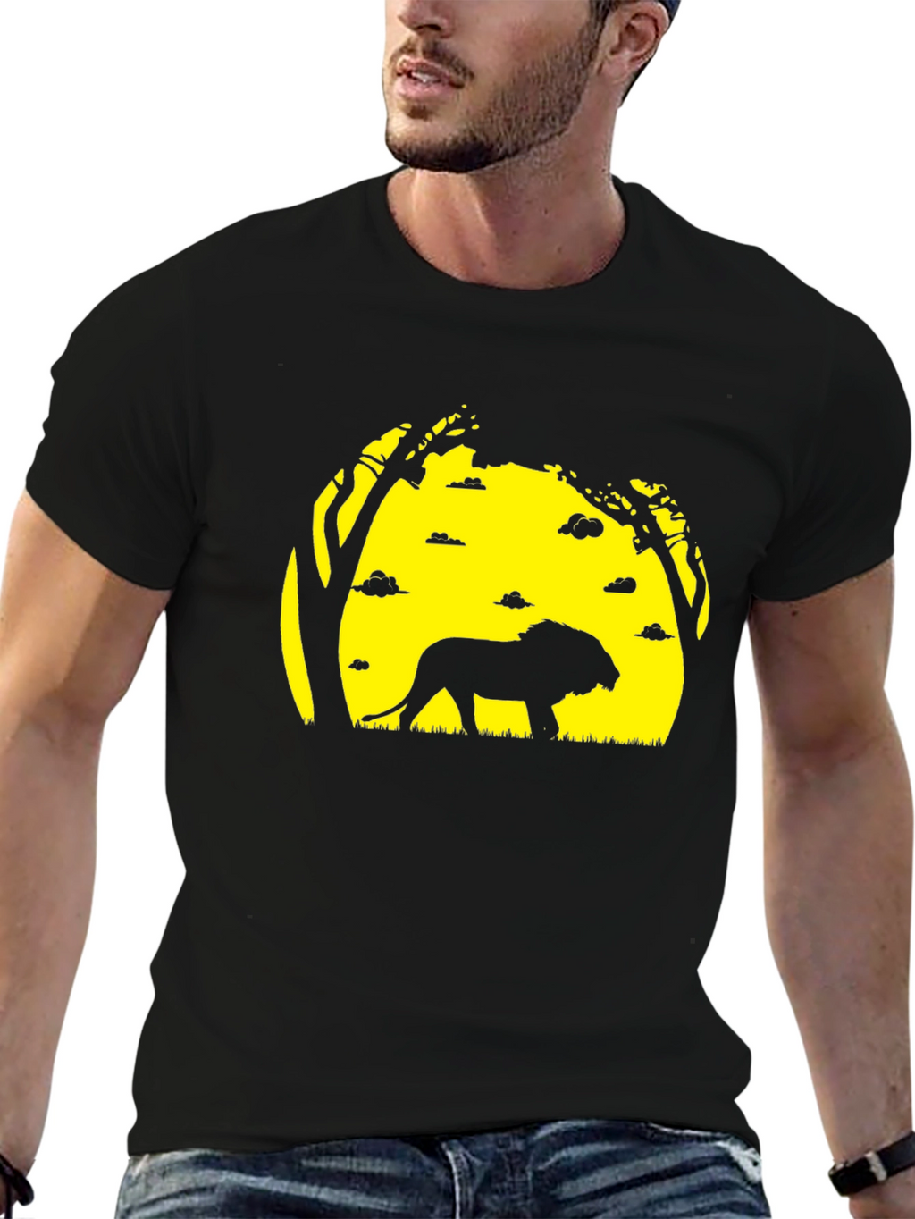 Lion Silhouette Graphic Tee - Black T-Shirt