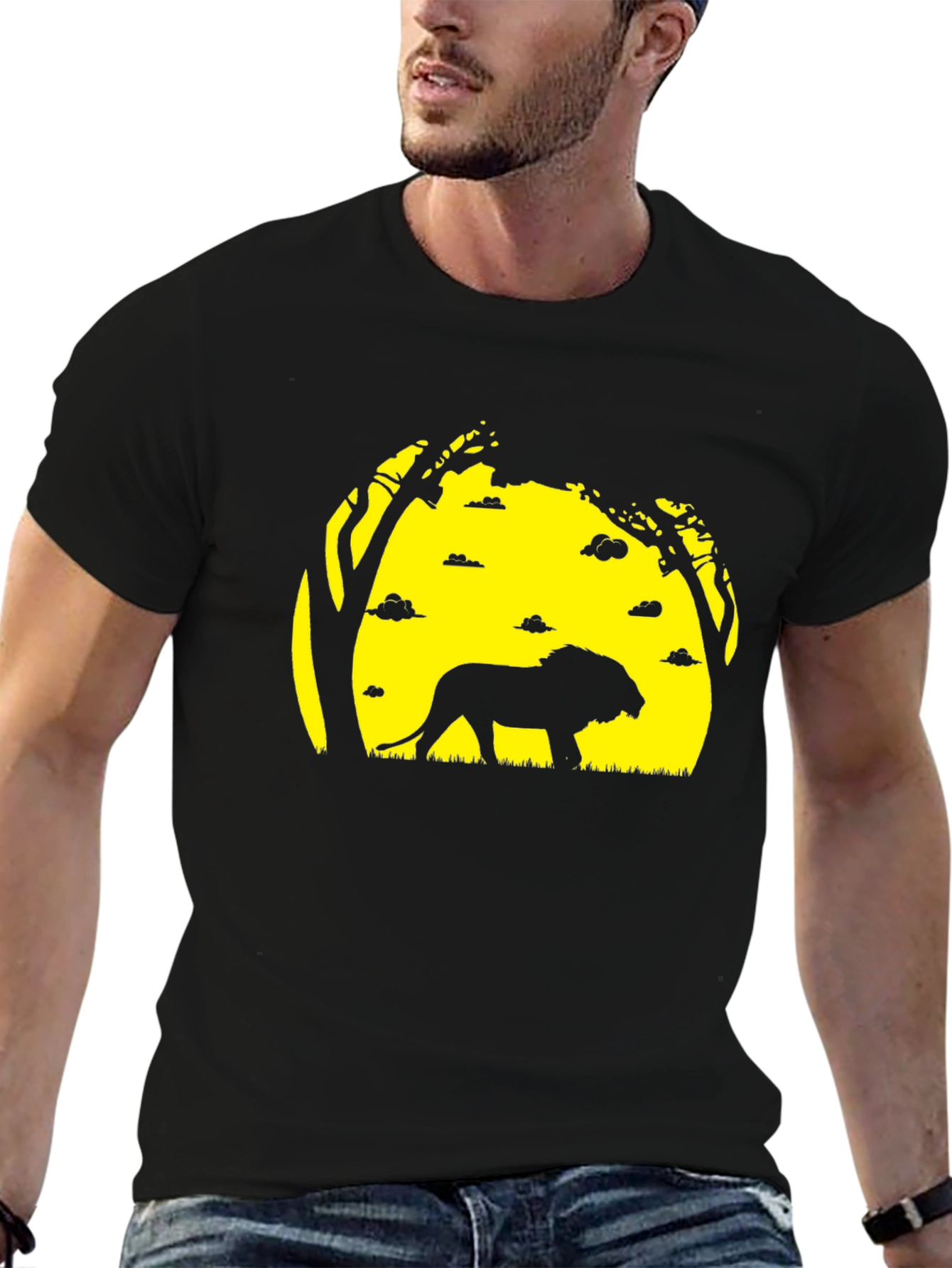 Lion Silhouette Graphic Tee - Black T-Shirt