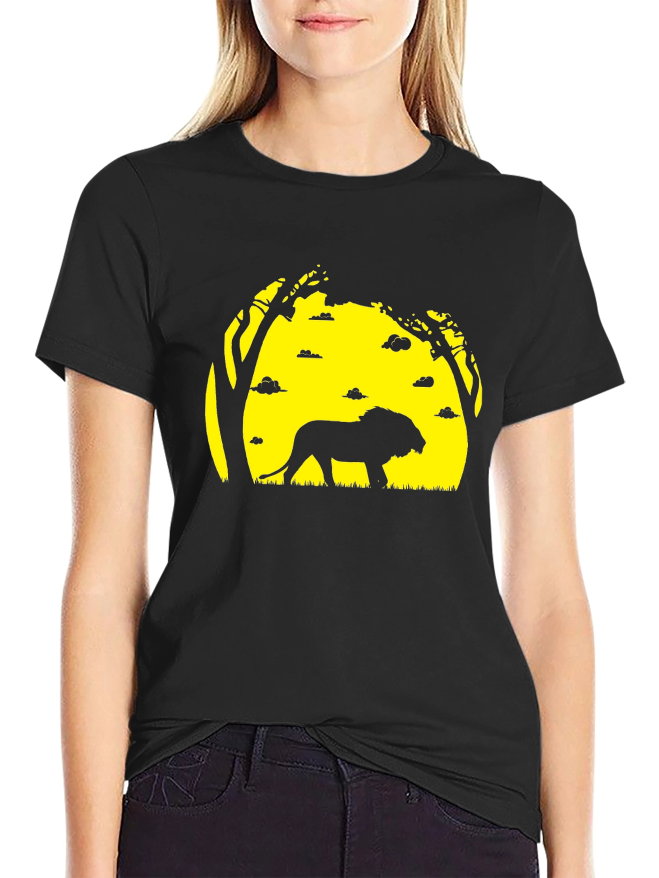 Lion Silhouette Graphic Tee - Black T-Shirt