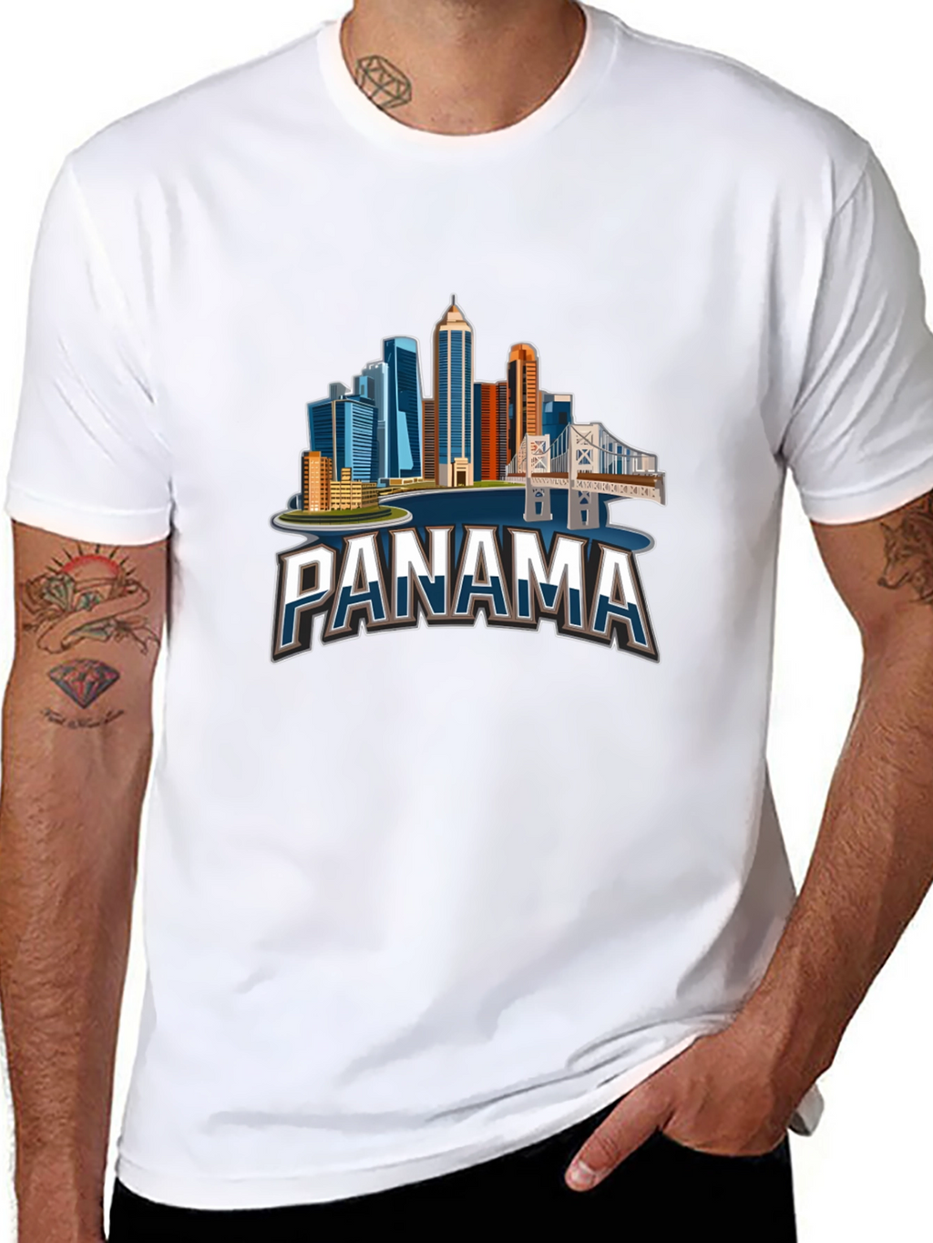 Panama City Skyline T-Shirt - Black Graphic Tee