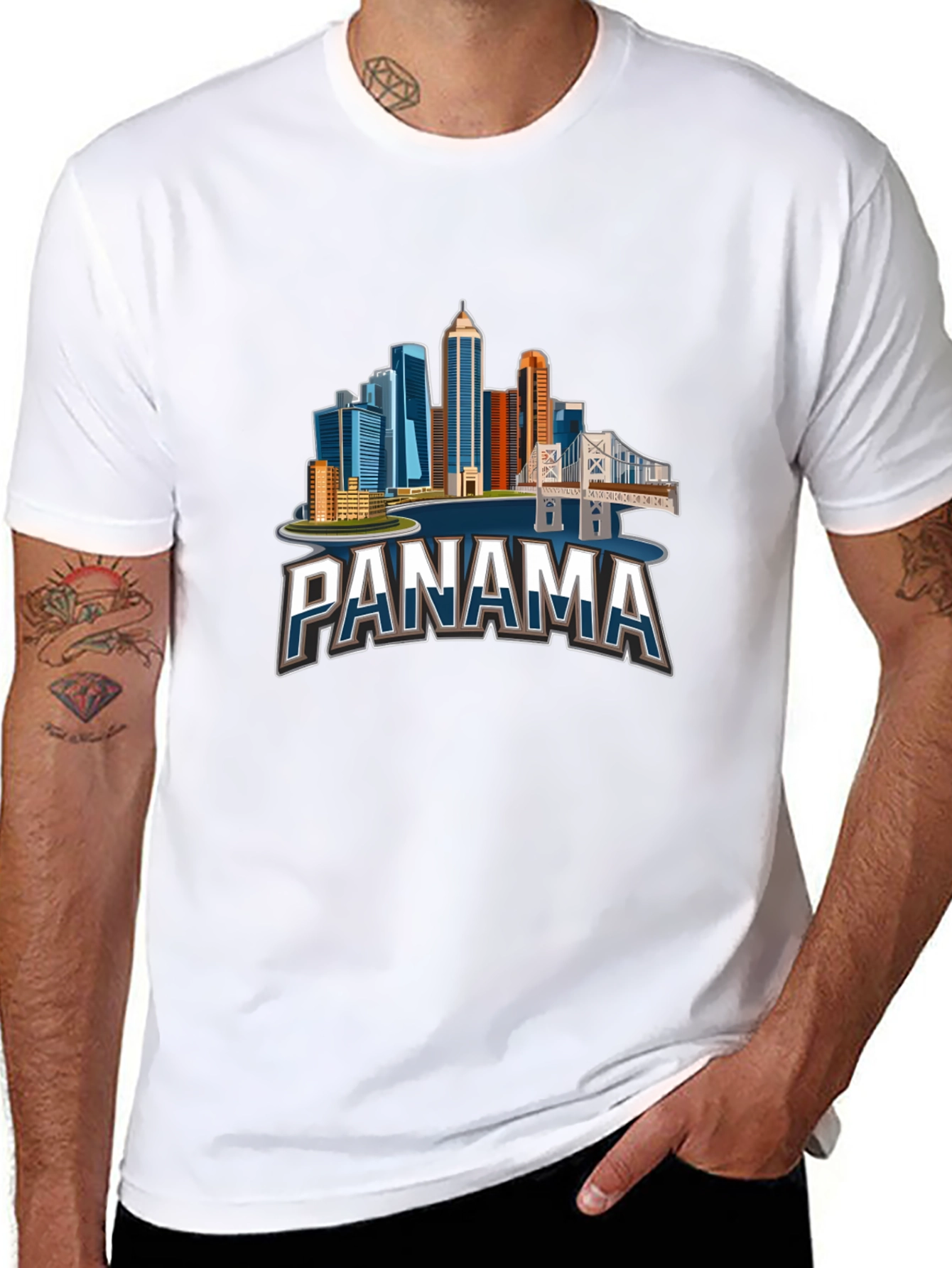 Panama City Skyline T-Shirt - Black Graphic Tee