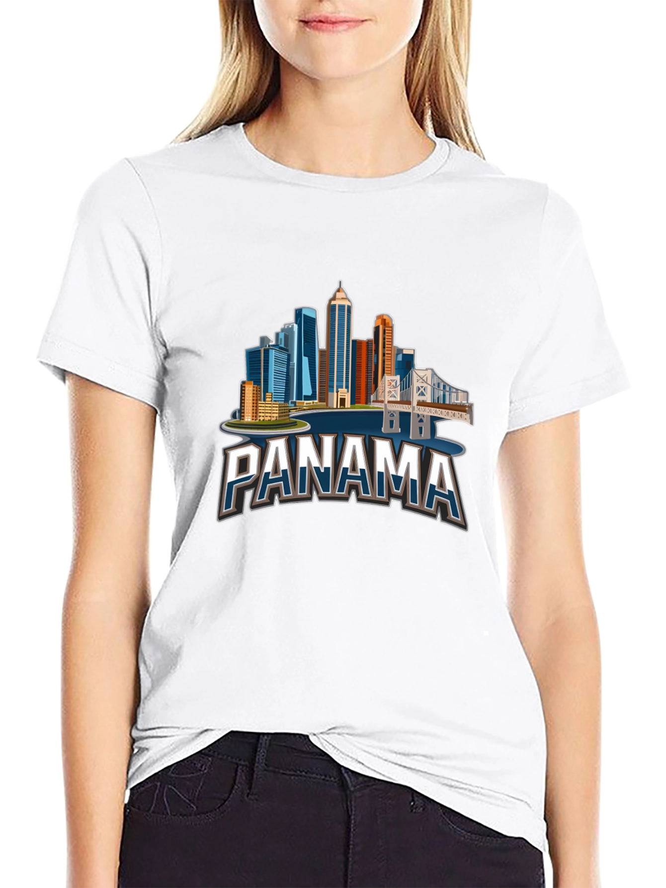 Panama City Skyline T-Shirt - Black Graphic Tee