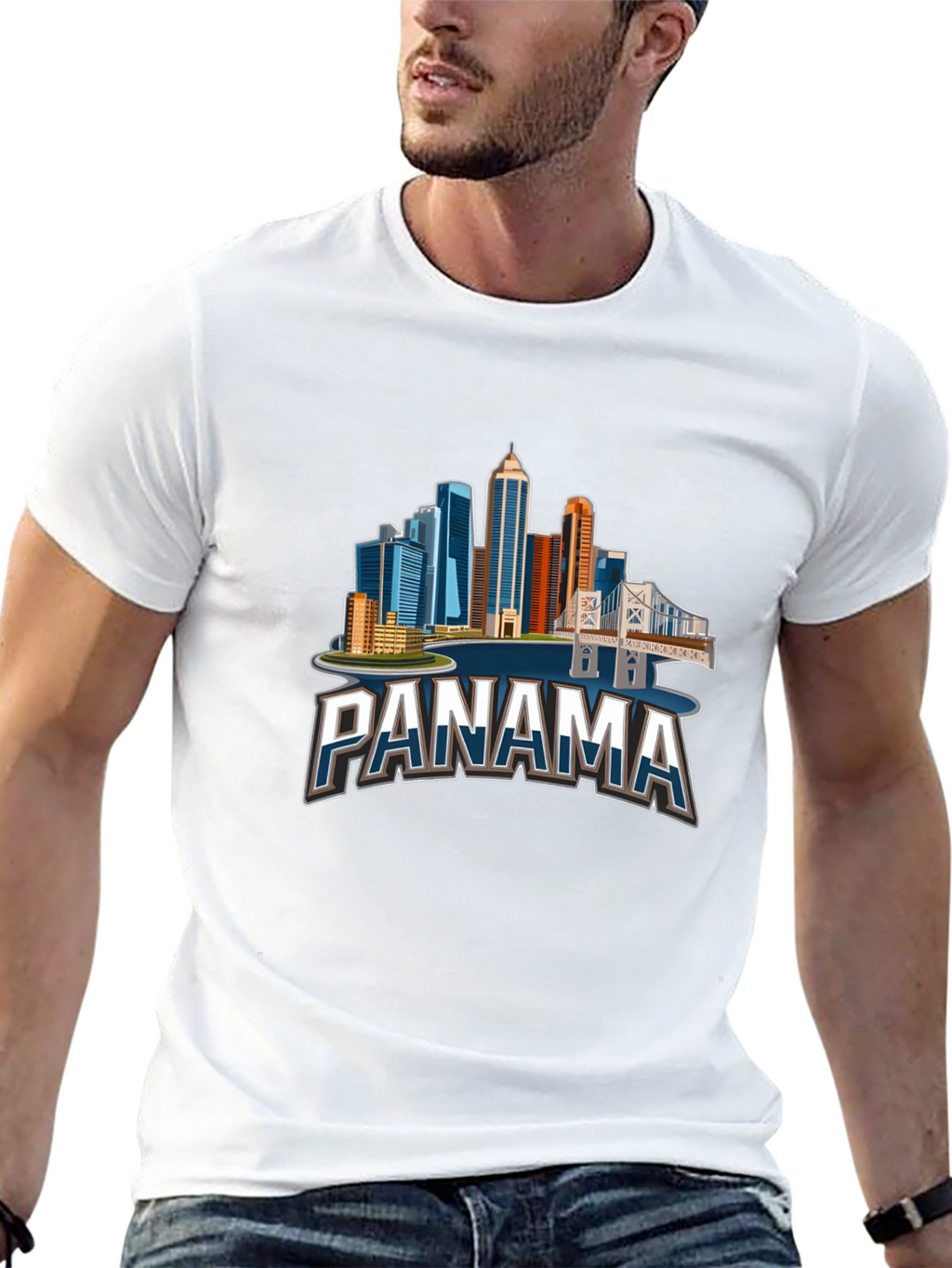 Panama City Skyline T-Shirt - Black Graphic Tee