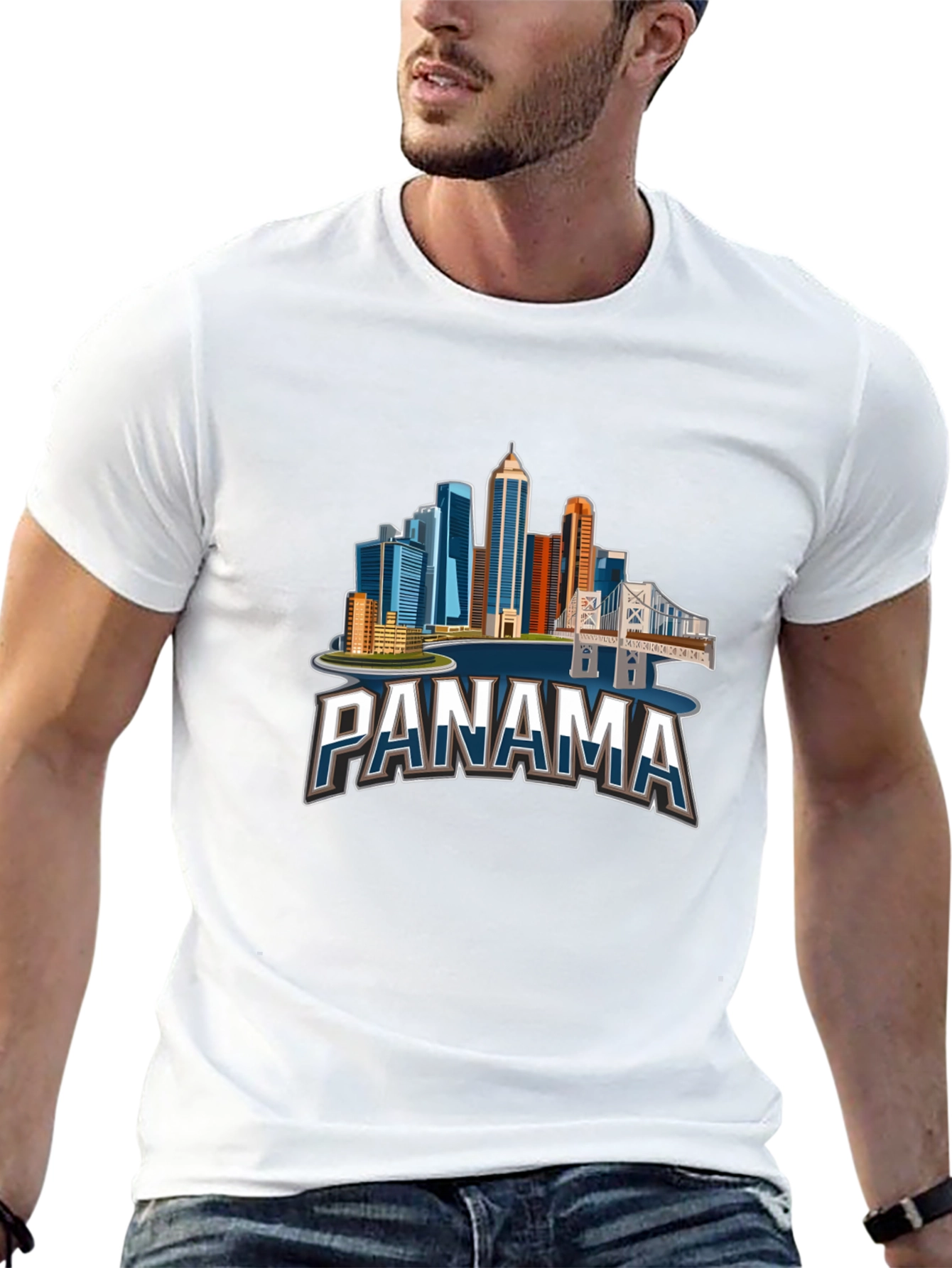 Panama City Skyline T-Shirt - Black Graphic Tee