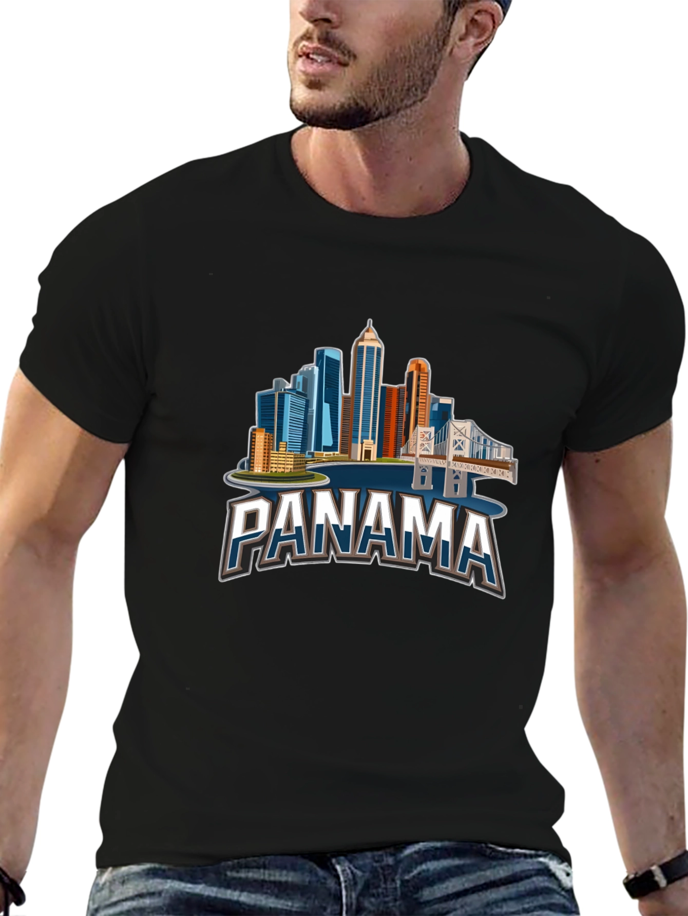 Panama City Skyline T-Shirt - Black Graphic Tee