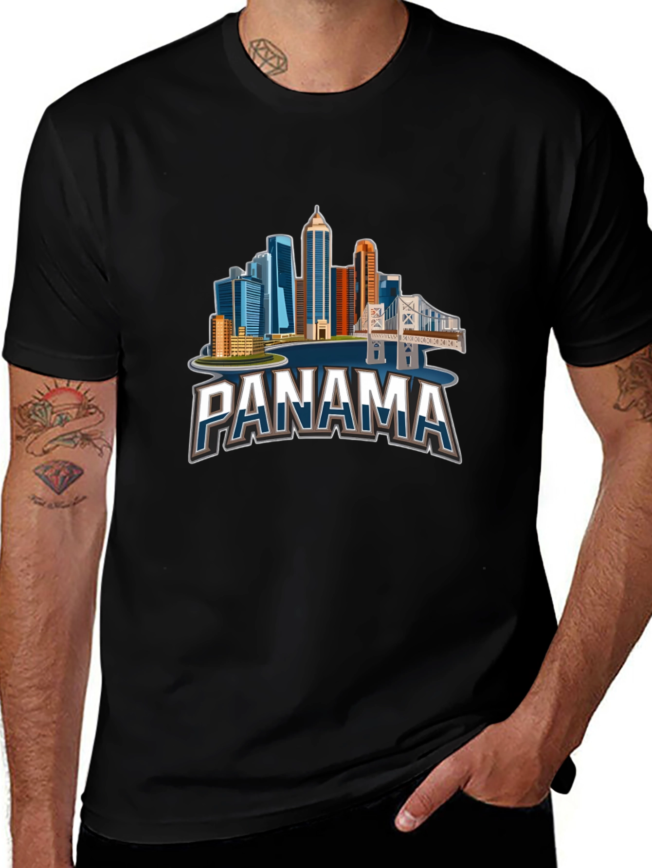 Panama City Skyline T-Shirt - Black Graphic Tee