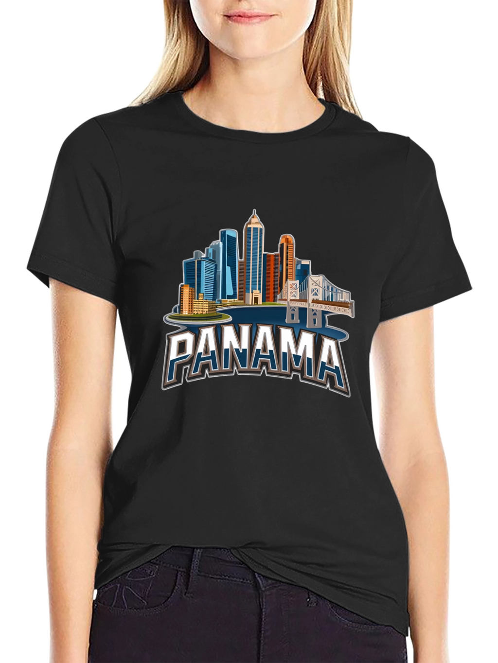 Panama City Skyline T-Shirt - Black Graphic Tee