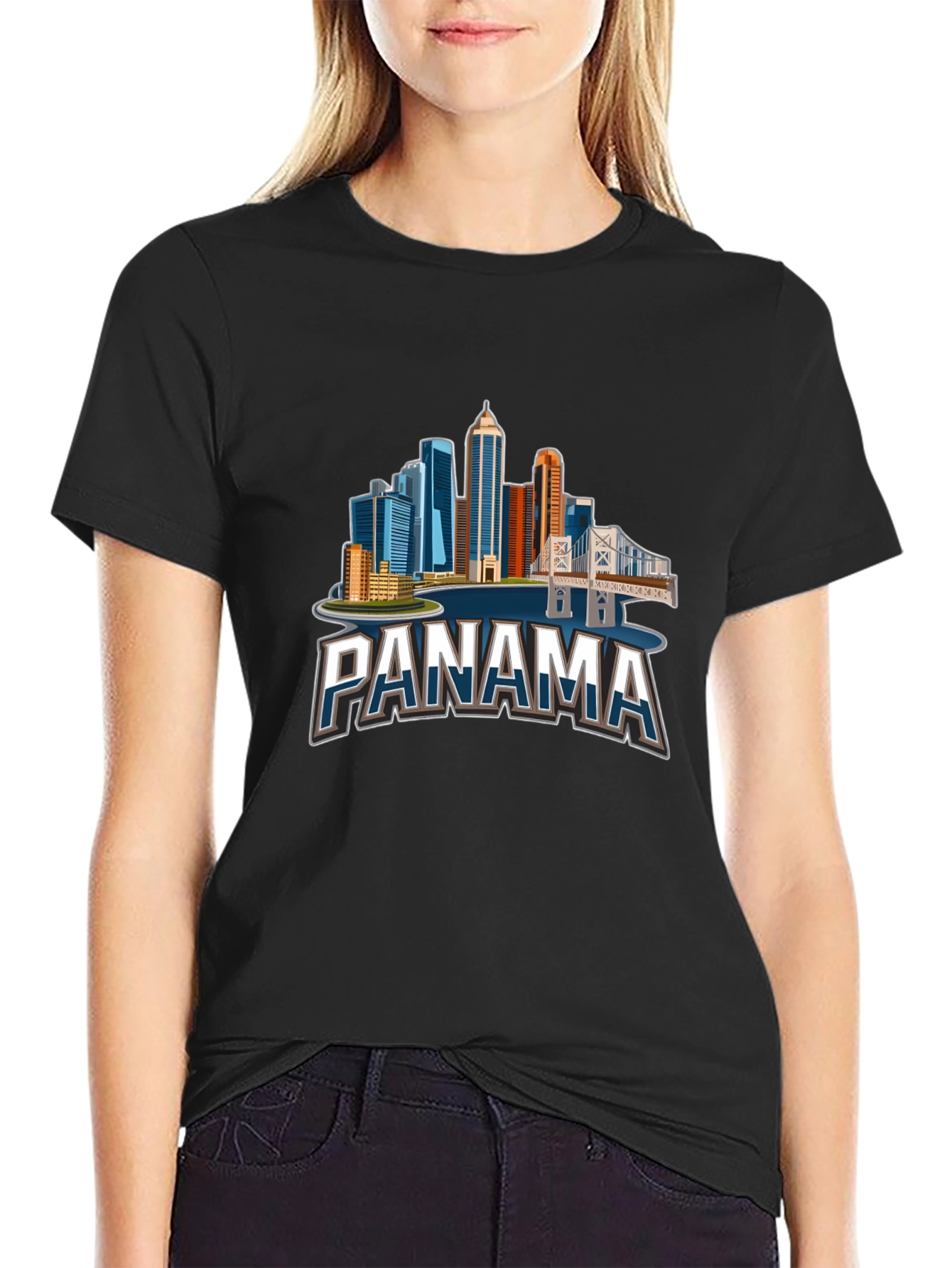 Panama City Skyline T-Shirt - Black Graphic Tee