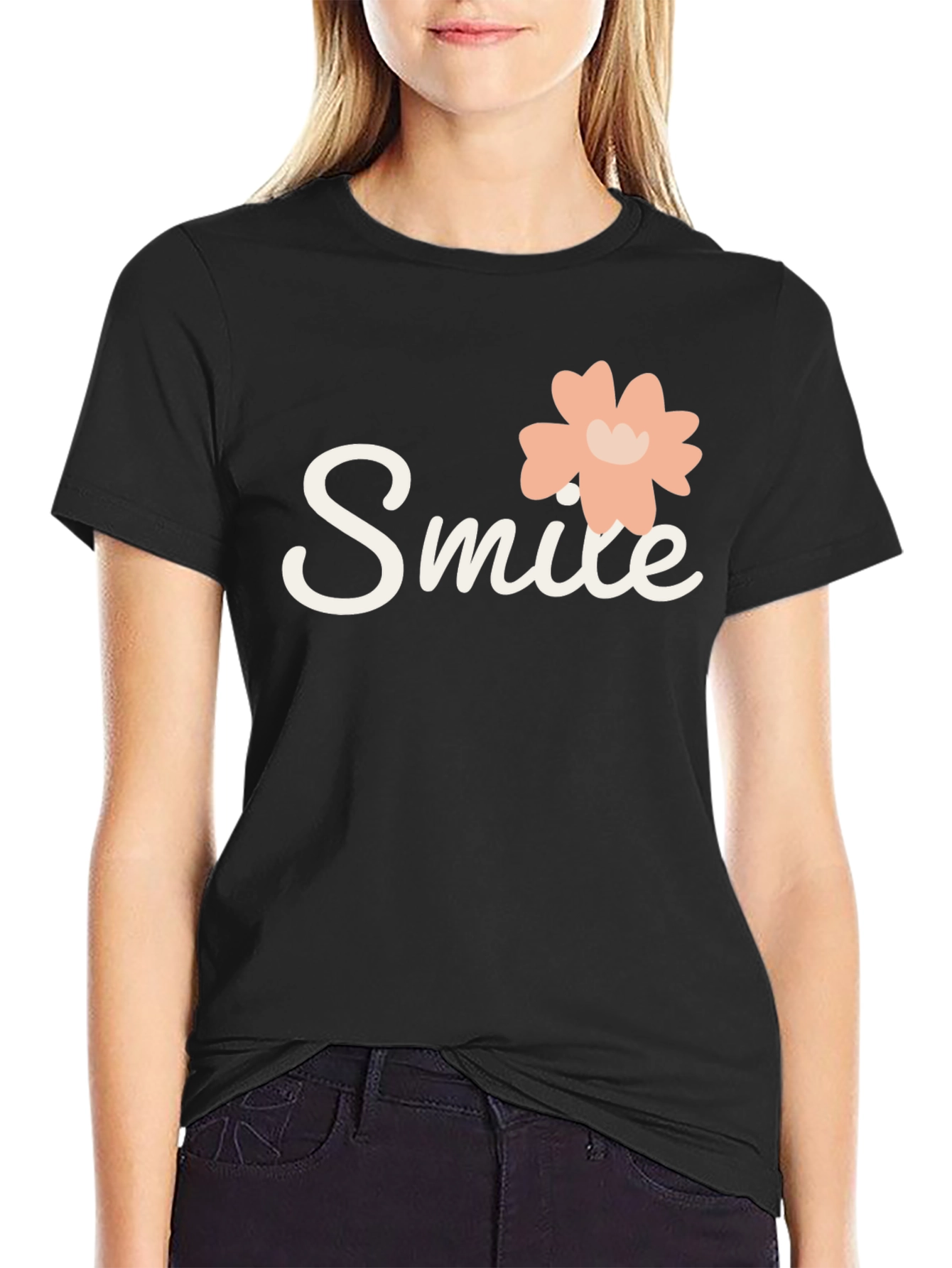 Smile Graphic Tee - Black Cotton T-Shirt