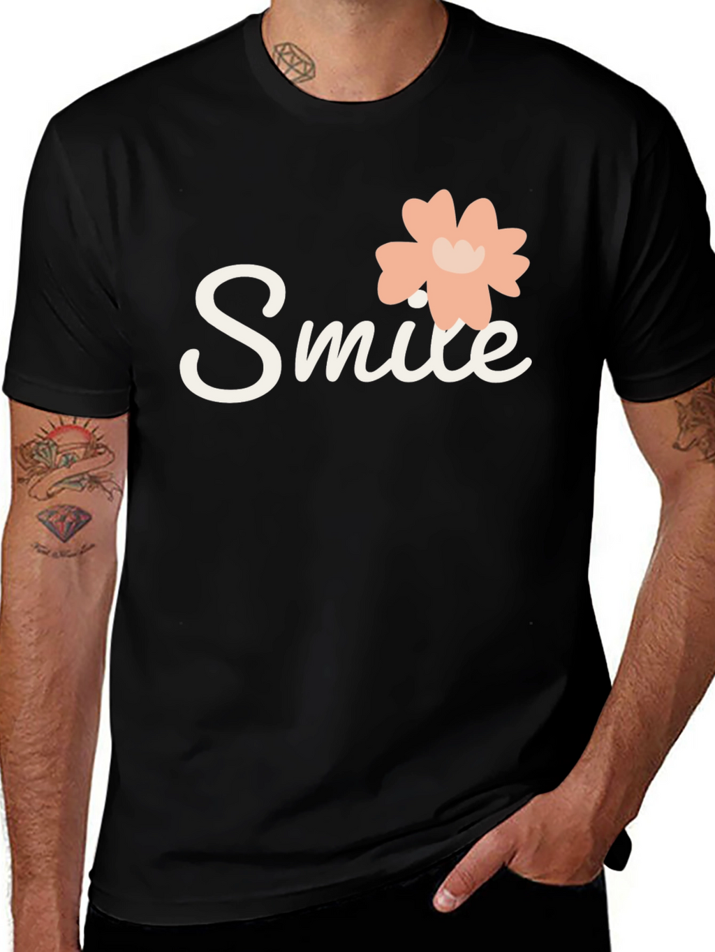 Smile Graphic Tee - Black Cotton T-Shirt
