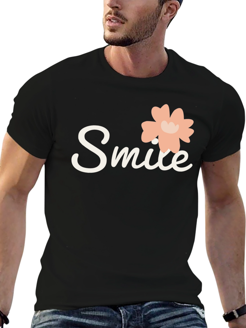 Smile Graphic Tee - Black Cotton T-Shirt