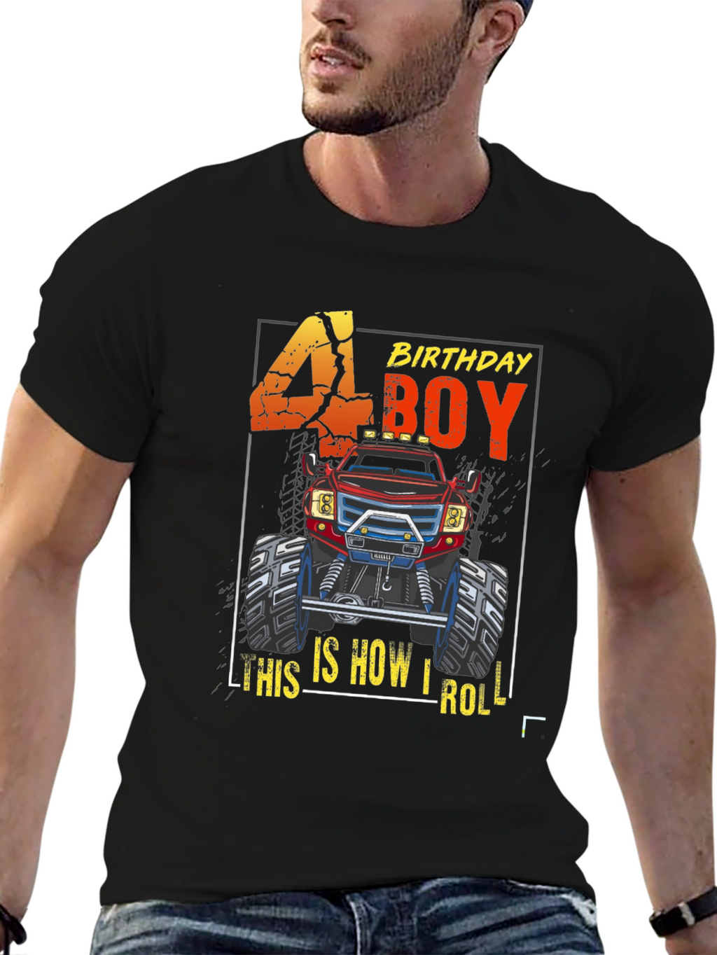 4th Birthday Boy Monster Truck T-Shirt