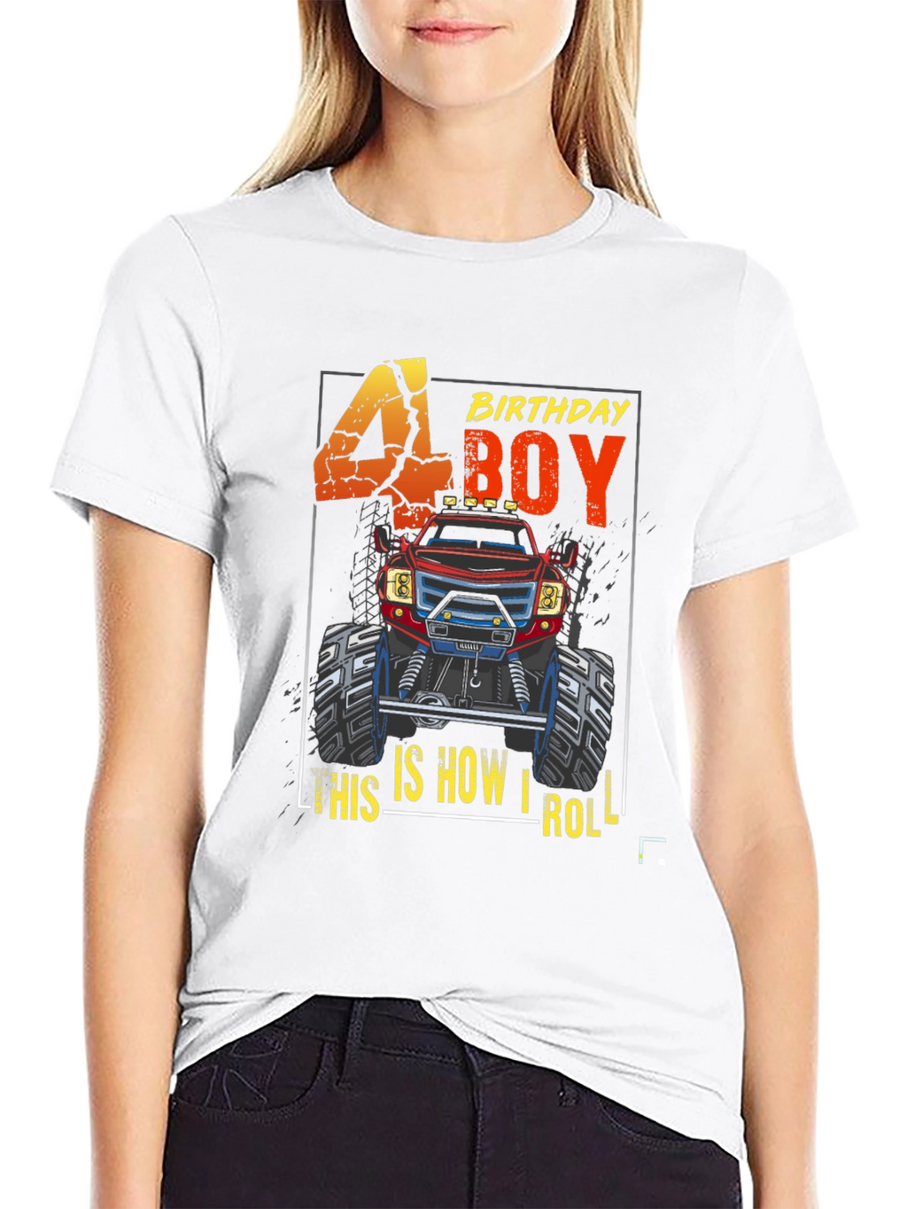 4th Birthday Boy Monster Truck T-Shirt