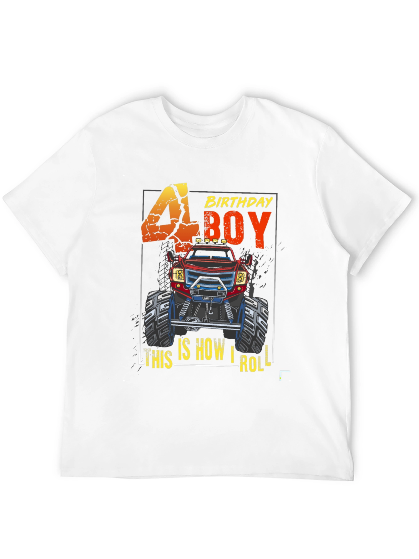 4th Birthday Boy Monster Truck T-Shirt