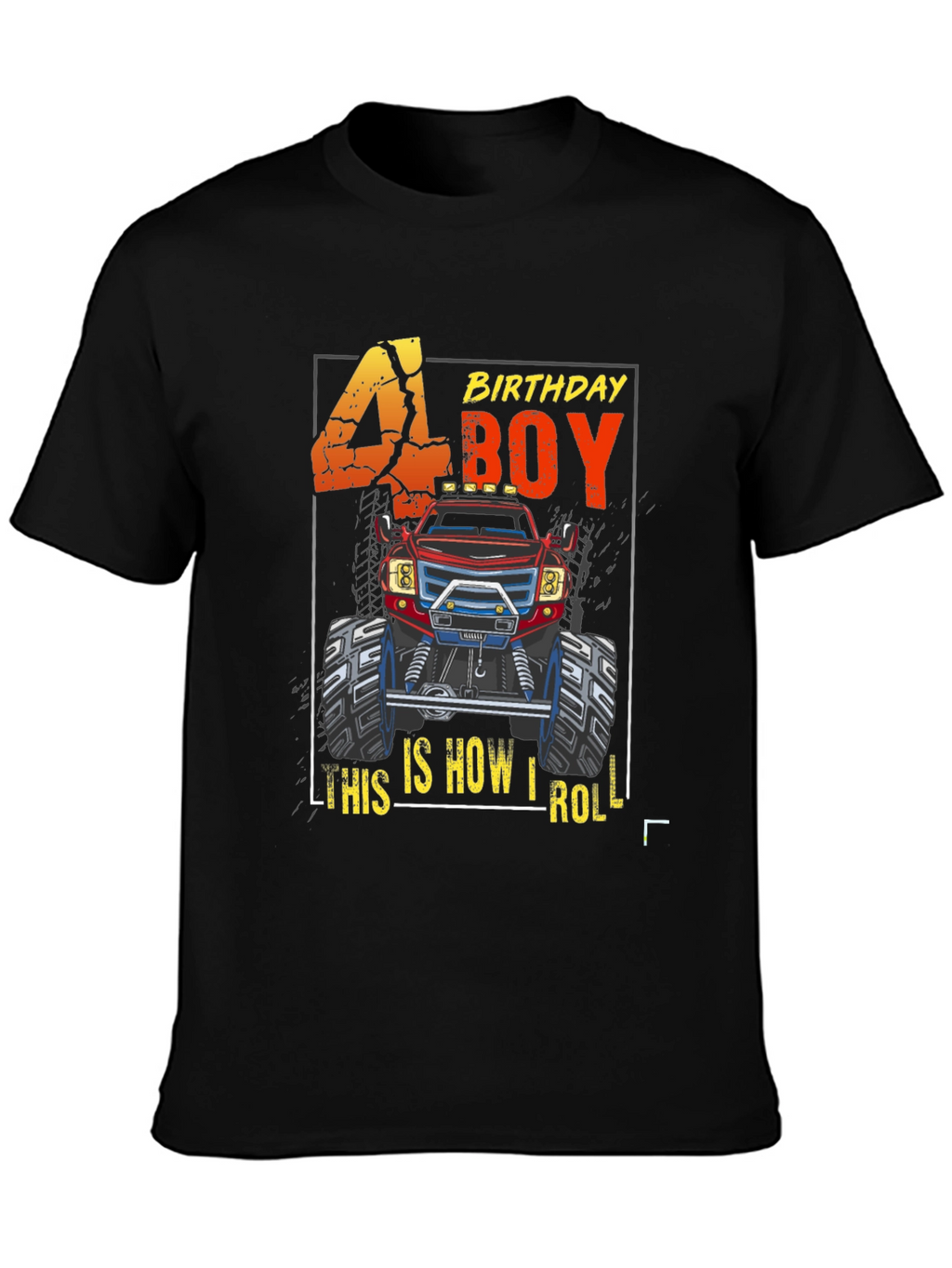 4th Birthday Boy Monster Truck T-Shirt