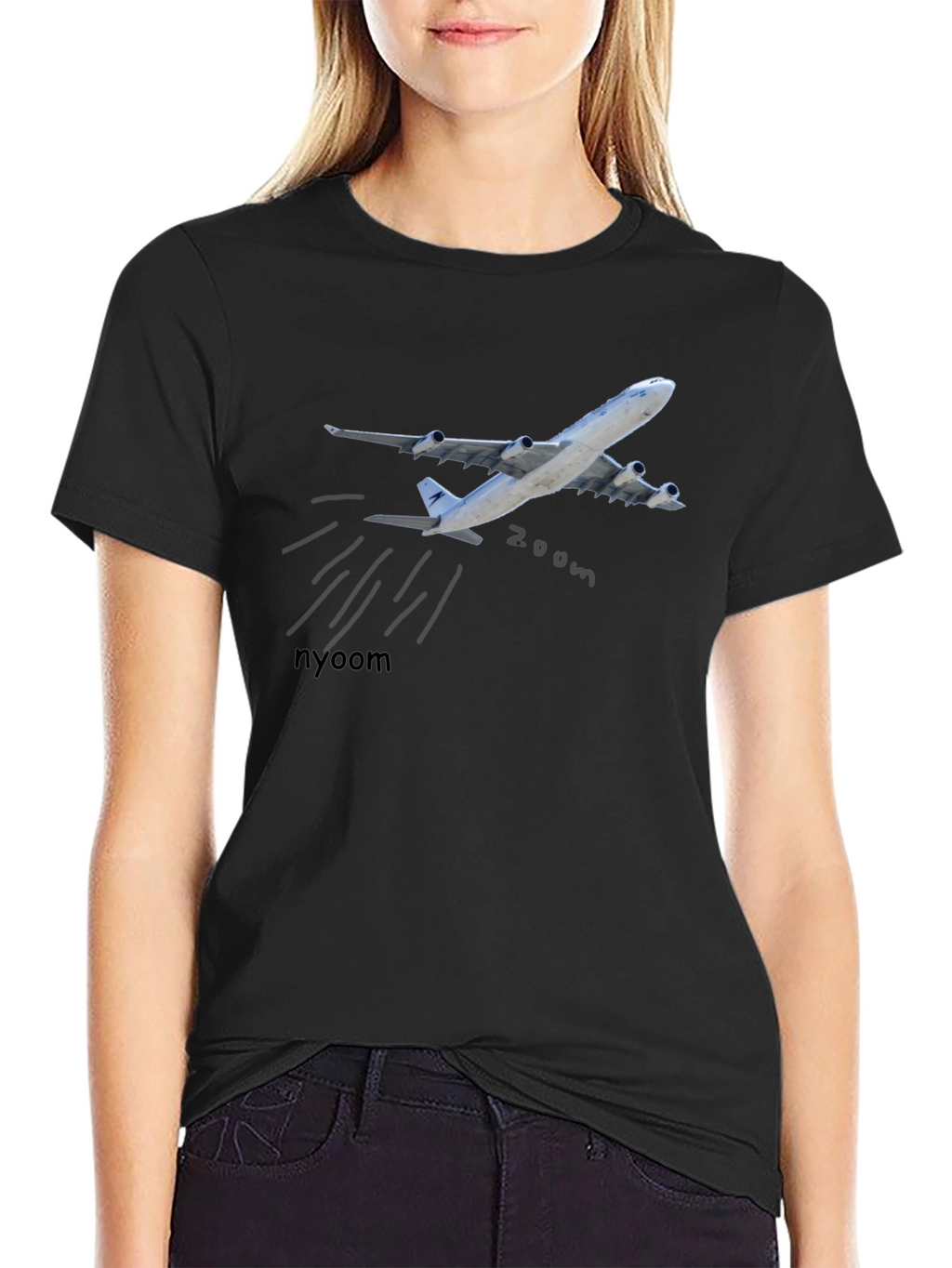 Zoom Airplane Graphic T-Shirt - Black