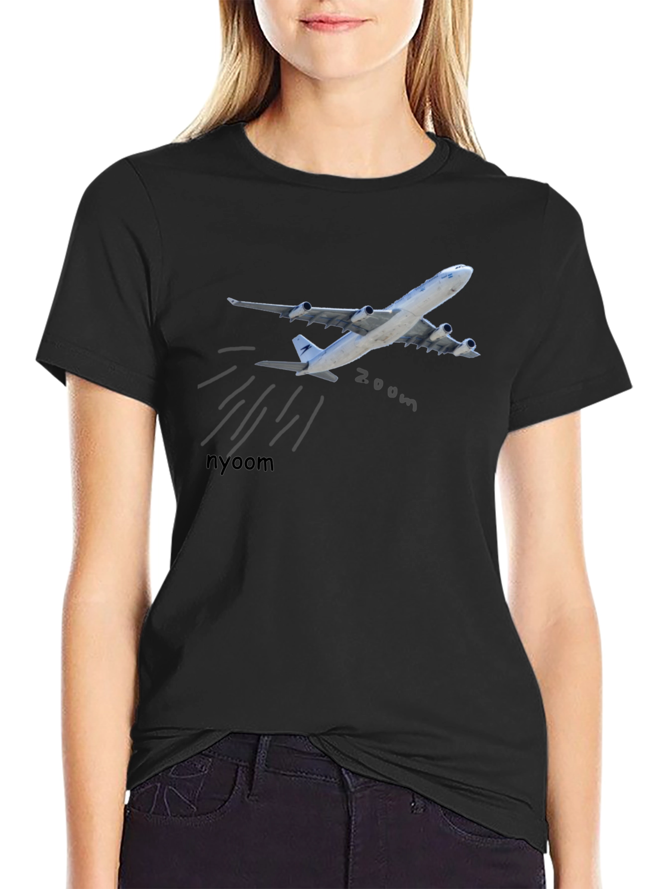 Zoom Airplane Graphic T-Shirt - Black