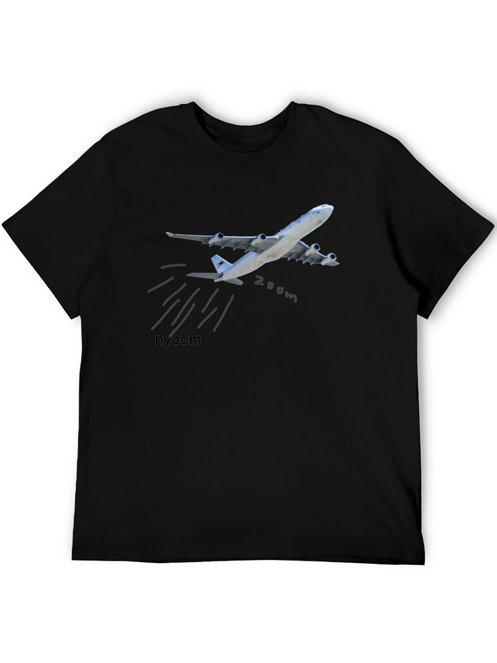 Zoom Airplane Graphic T-Shirt - Black