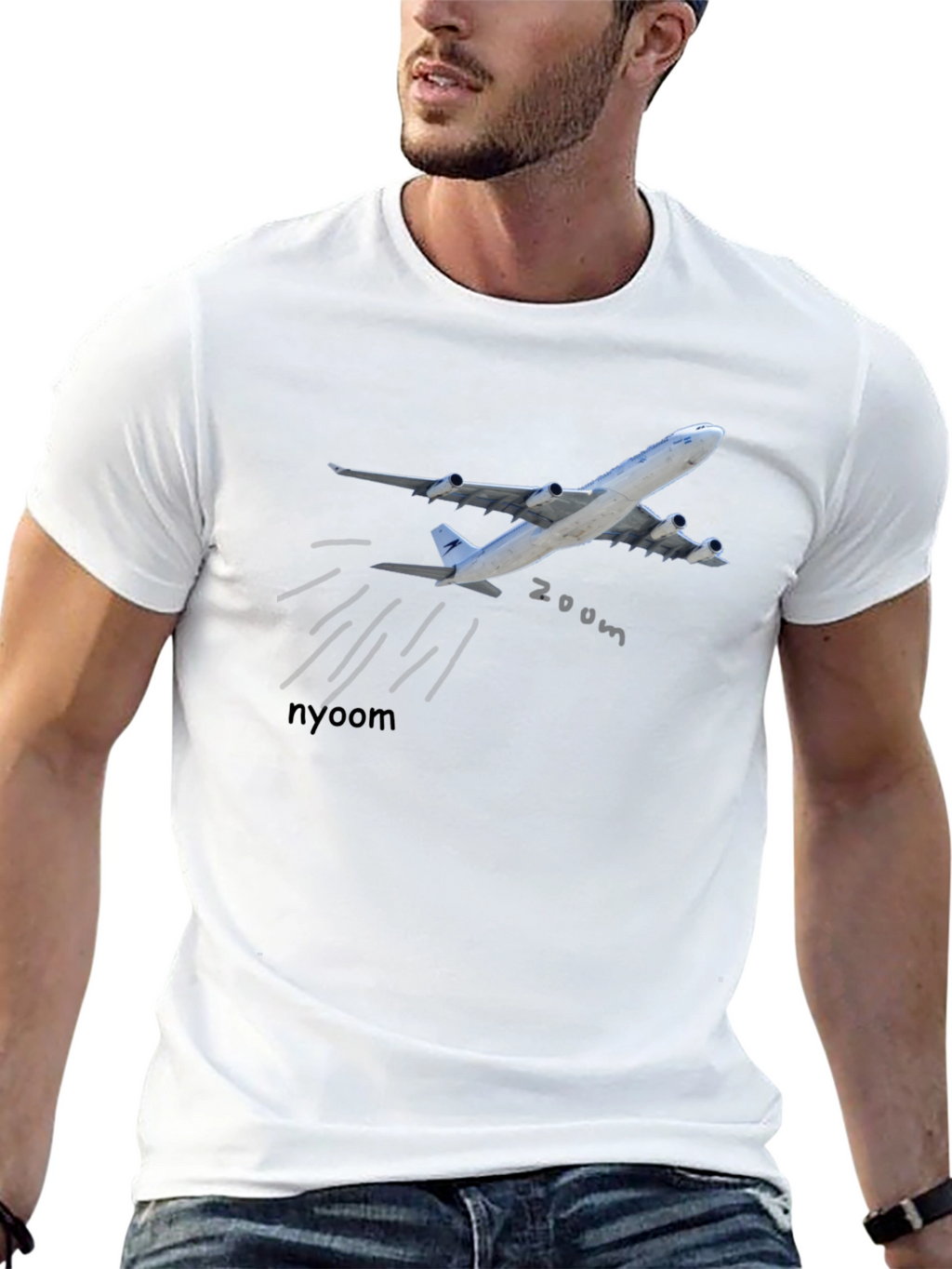 Zoom Airplane Graphic T-Shirt - Black