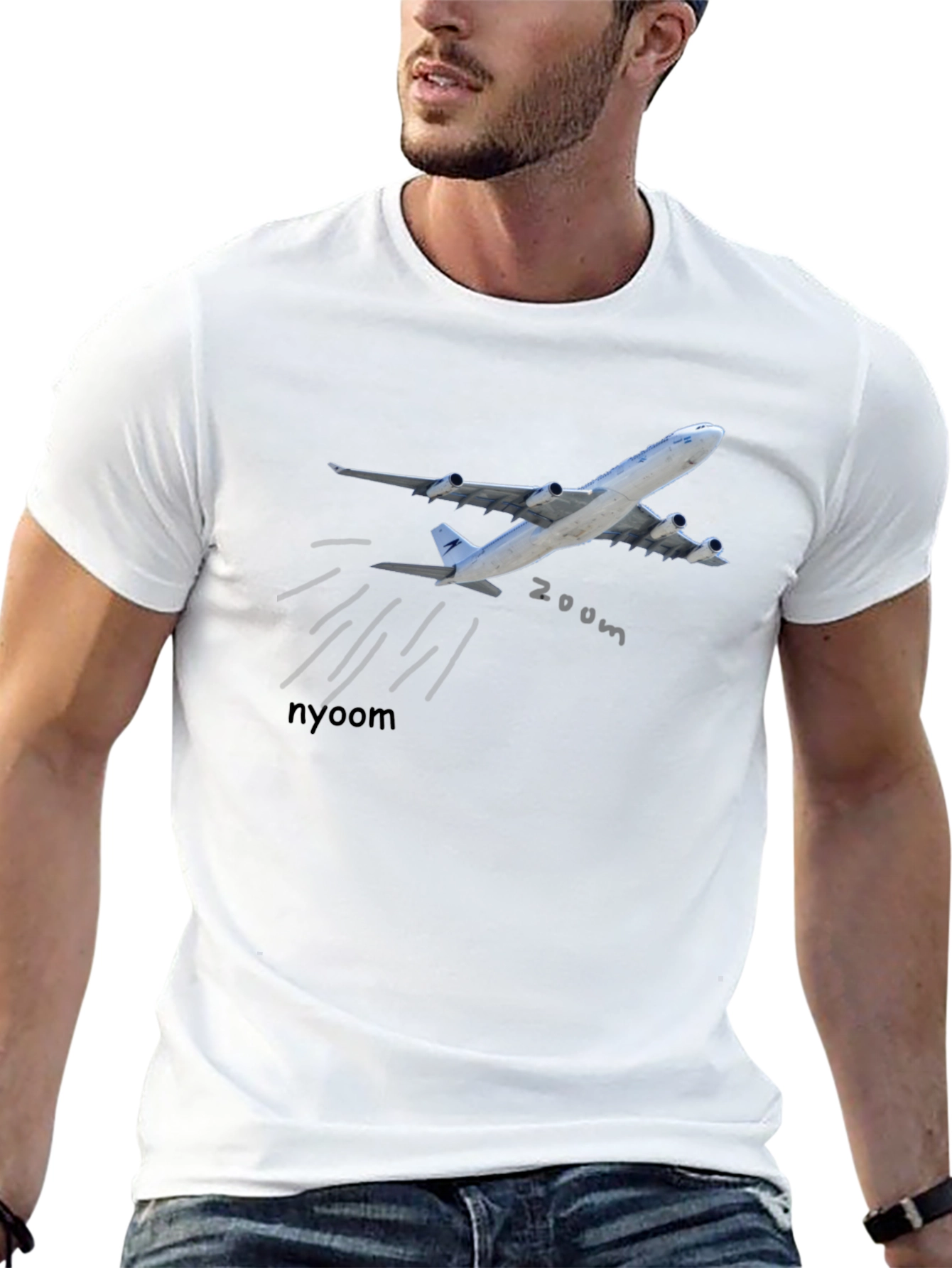 Zoom Airplane Graphic T-Shirt - Black
