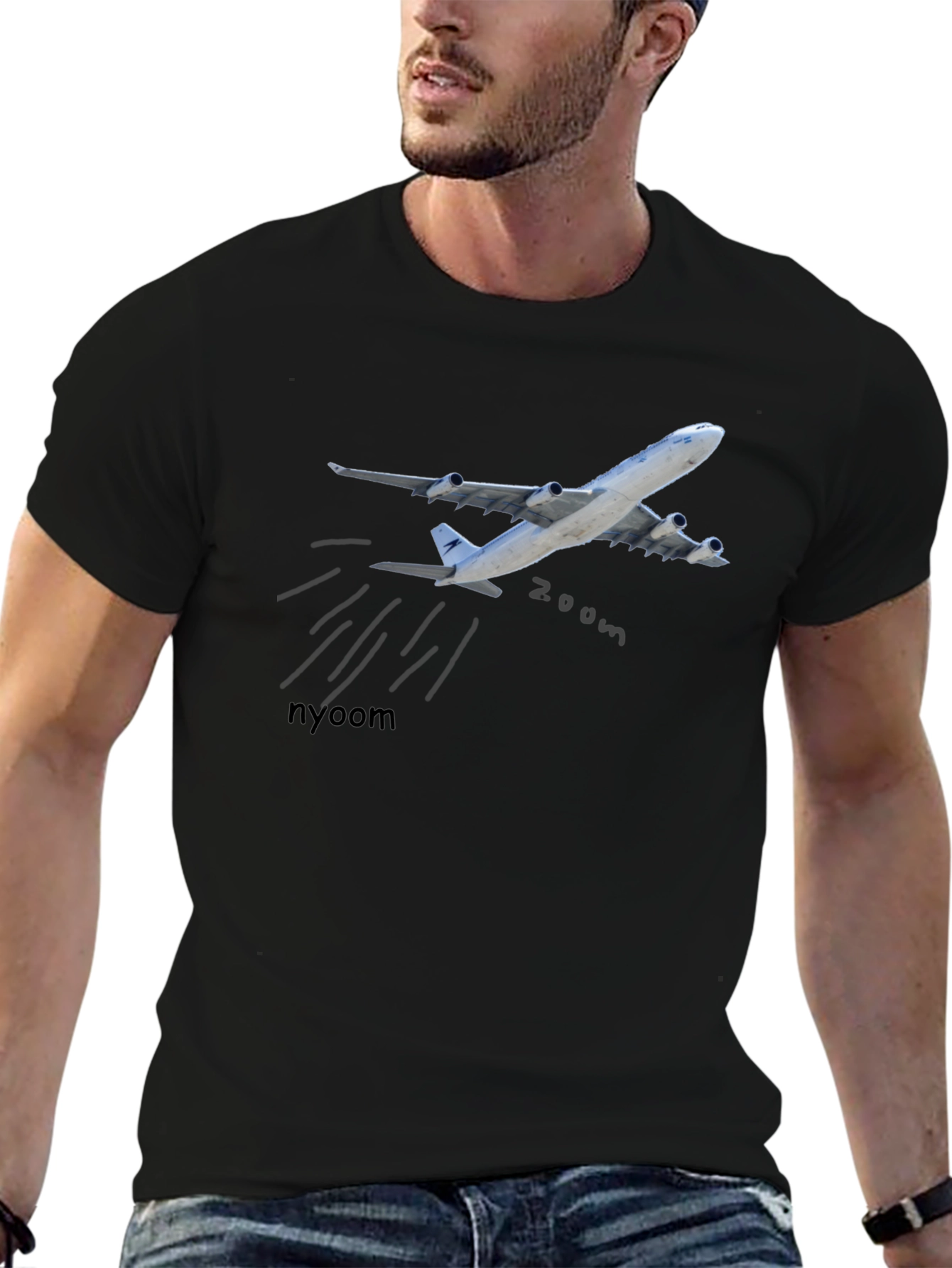 Zoom Airplane Graphic T-Shirt - Black