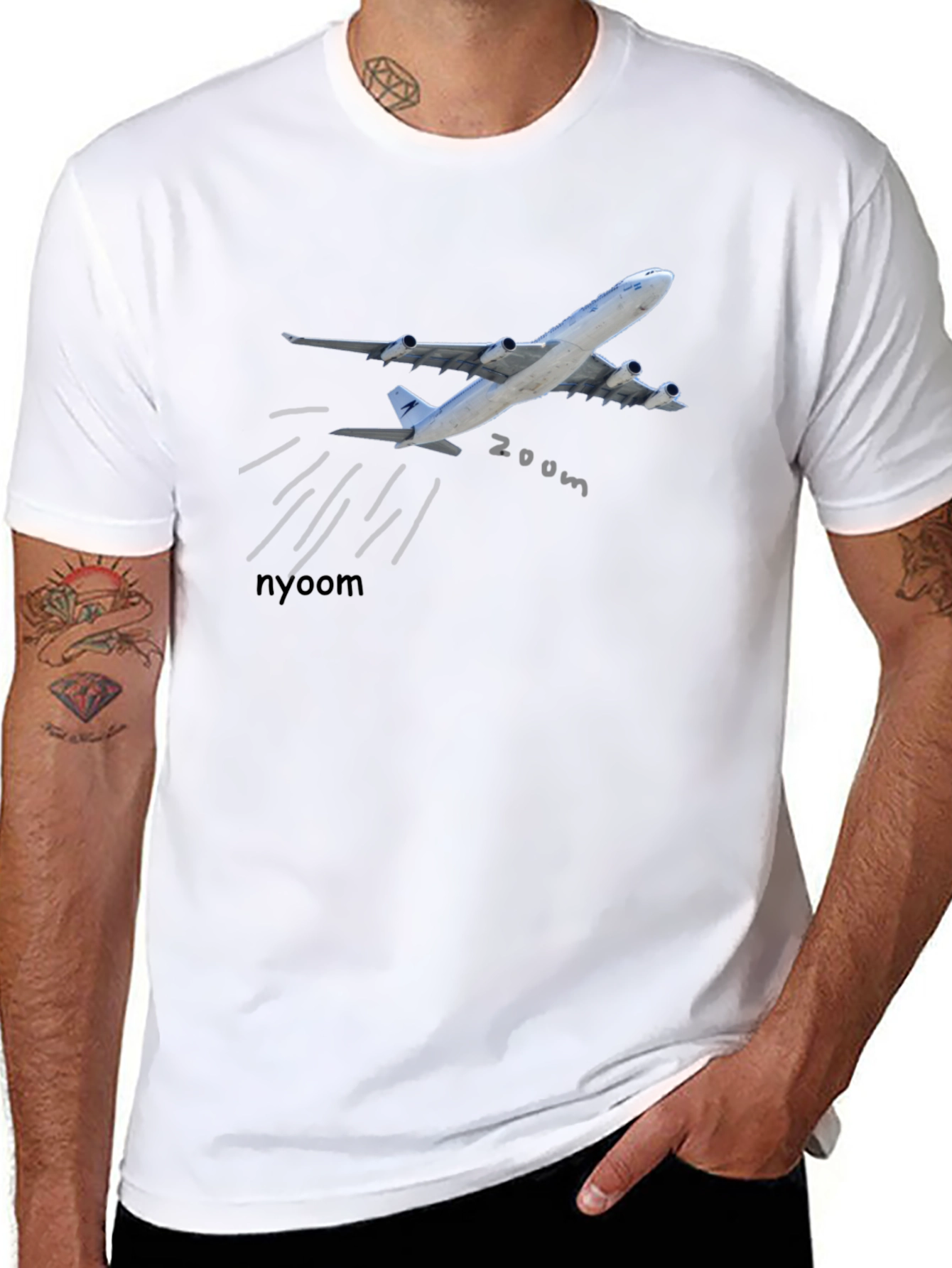Zoom Airplane Graphic T-Shirt - Black