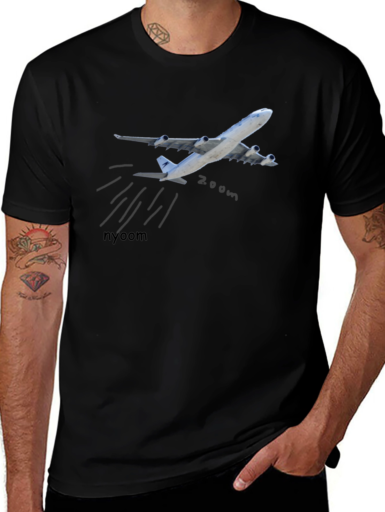 Zoom Airplane Graphic T-Shirt - Black
