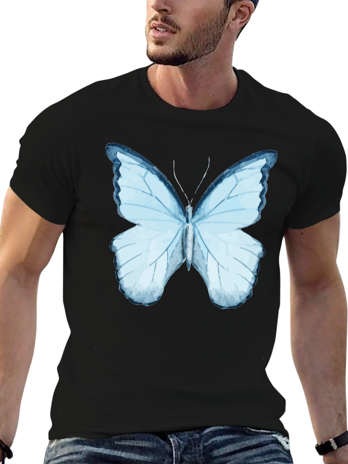 Butterfly Graphic Print Black T-Shirt