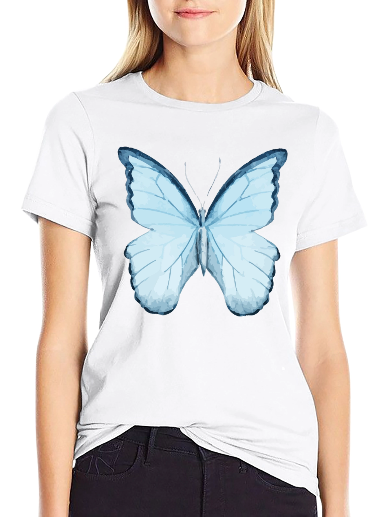Butterfly Graphic Print Black T-Shirt