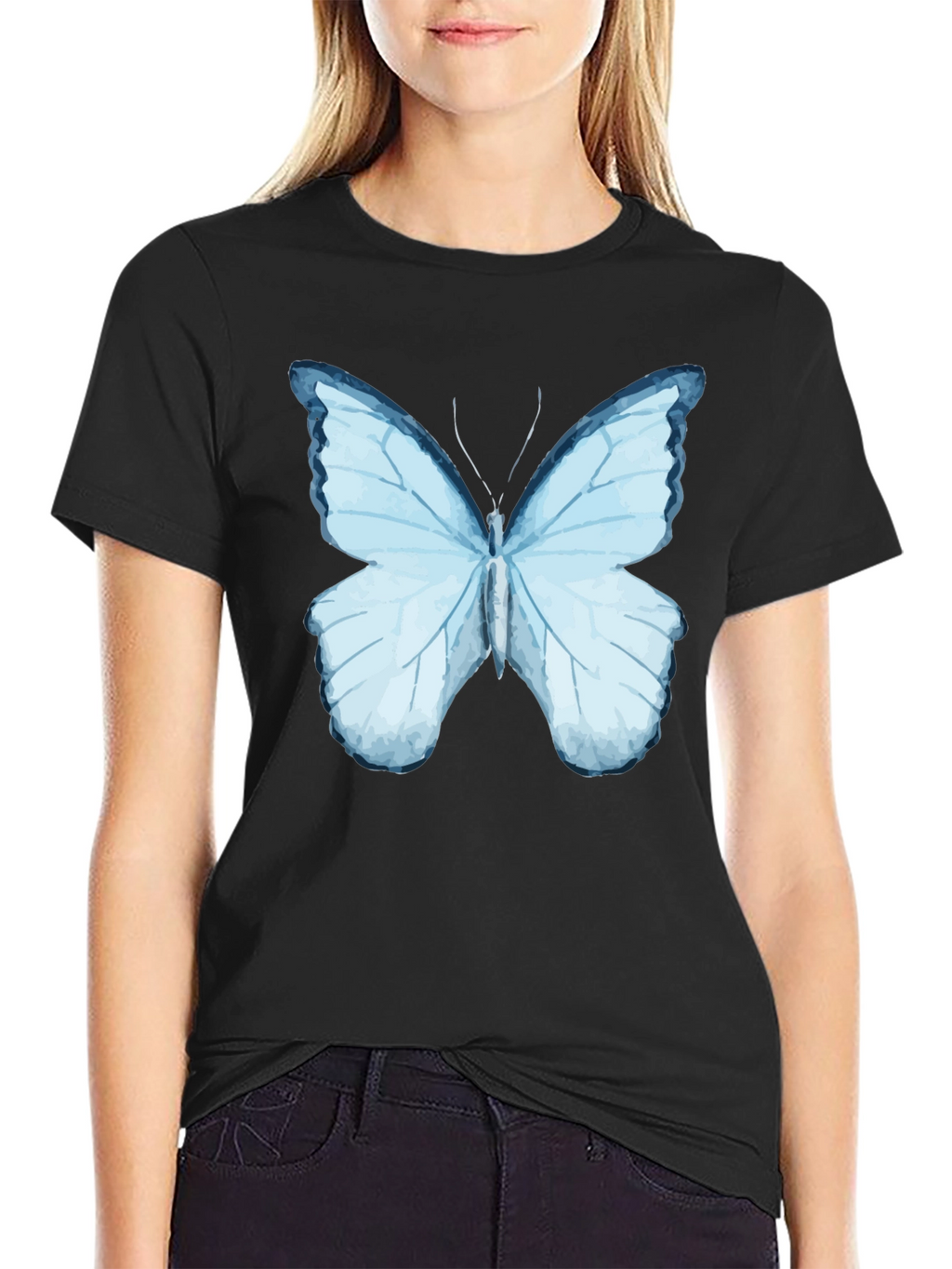 Butterfly Graphic Print Black T-Shirt