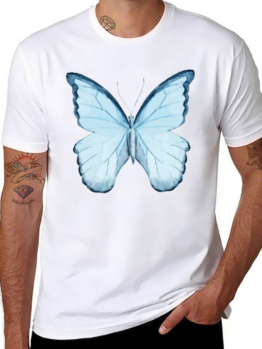 Butterfly Graphic Print Black T-Shirt